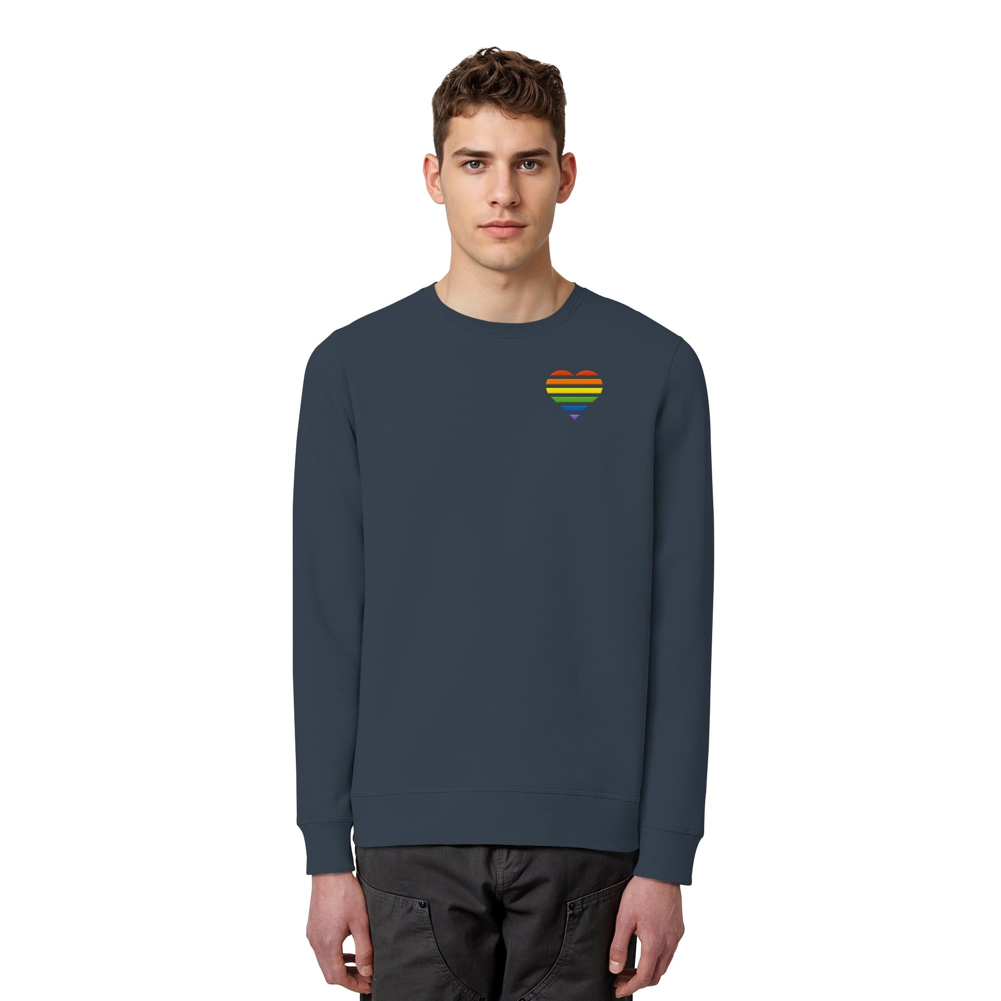 Organic Basic Sweatshirt - Pride Flag Herz Stick