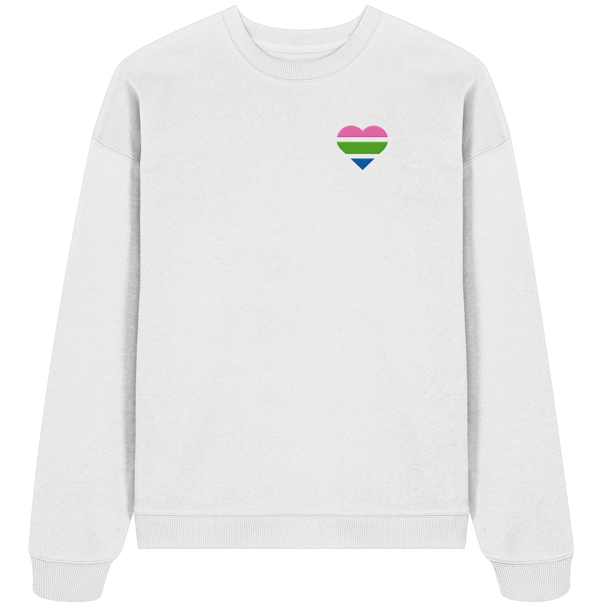 Organic Oversize Sweatshirt - Polysexual Flag Herz Stick