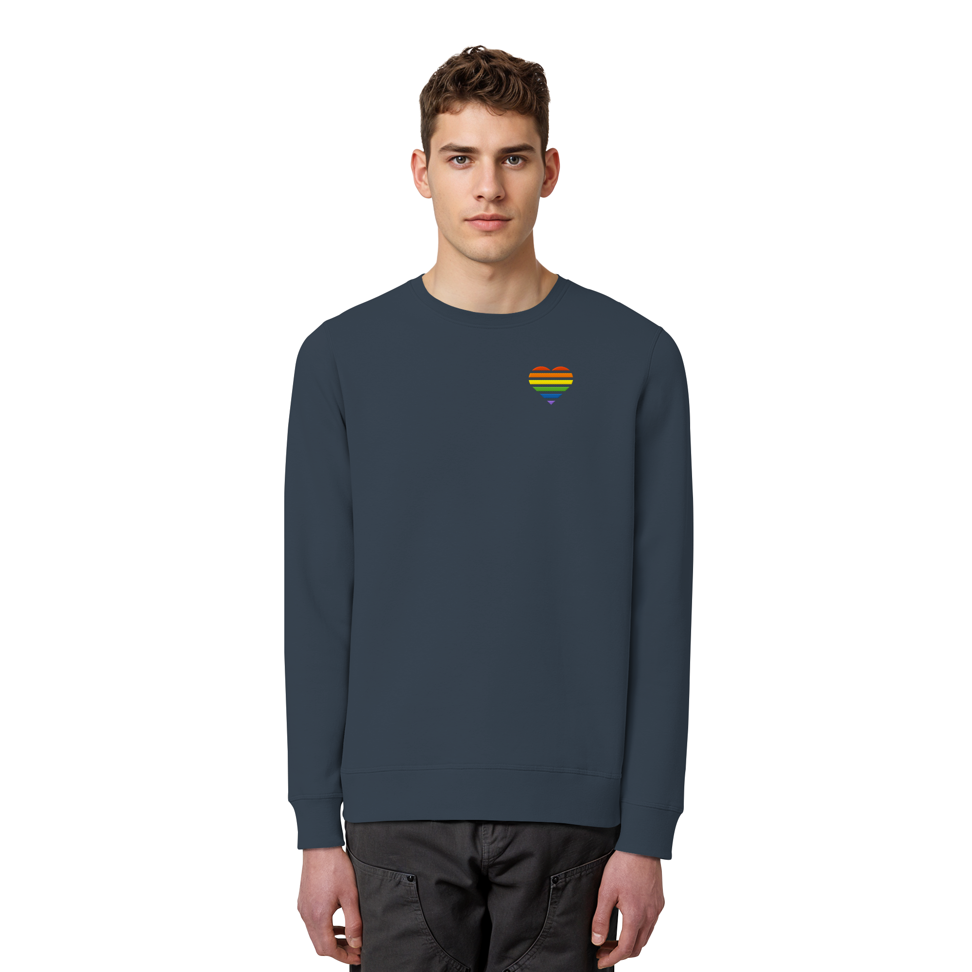 Organic Basic Sweatshirt - Pride Flag Herz