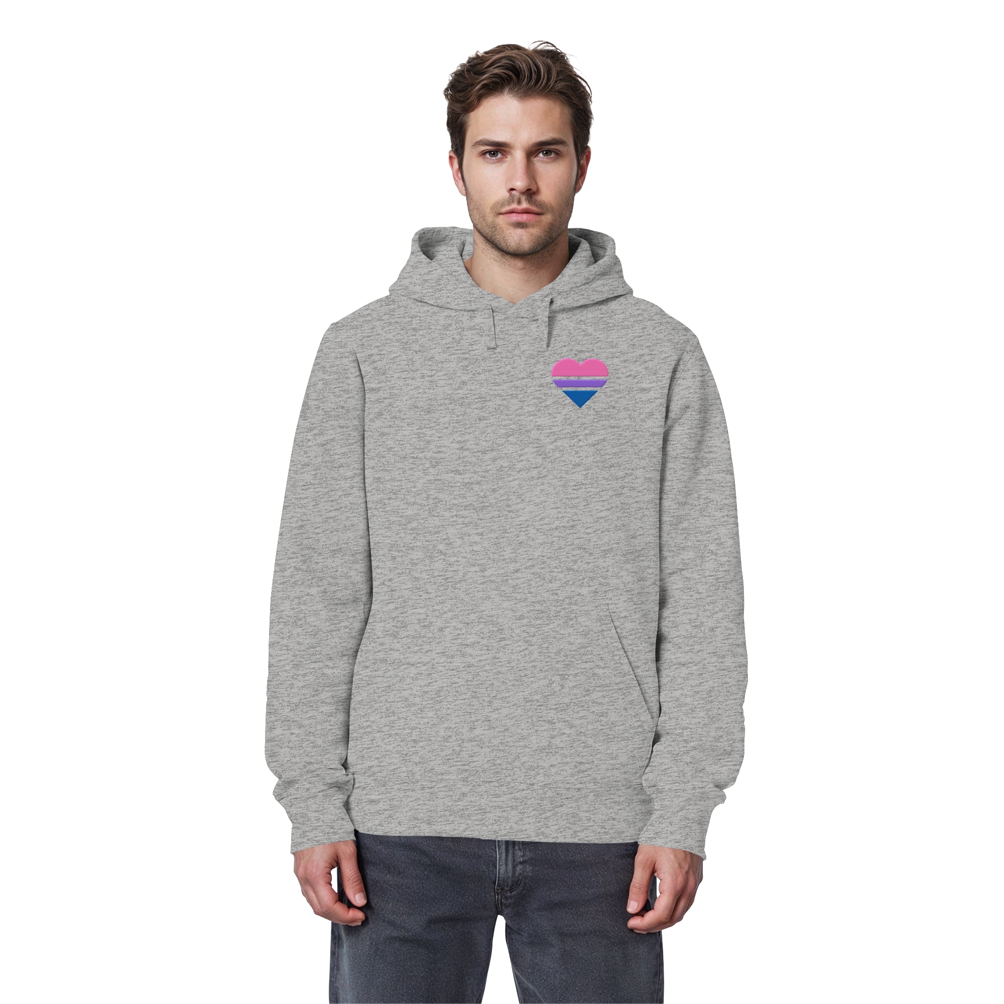 Organic Basic Hoodie - Bisexual Flag Herz Stick