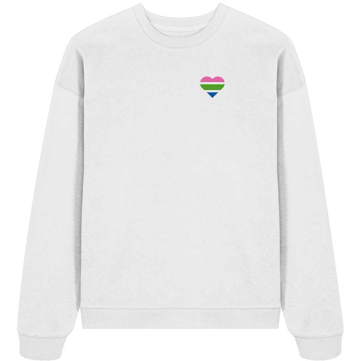 Organic Oversize Sweatshirt mit Herz Stick - Polysexual