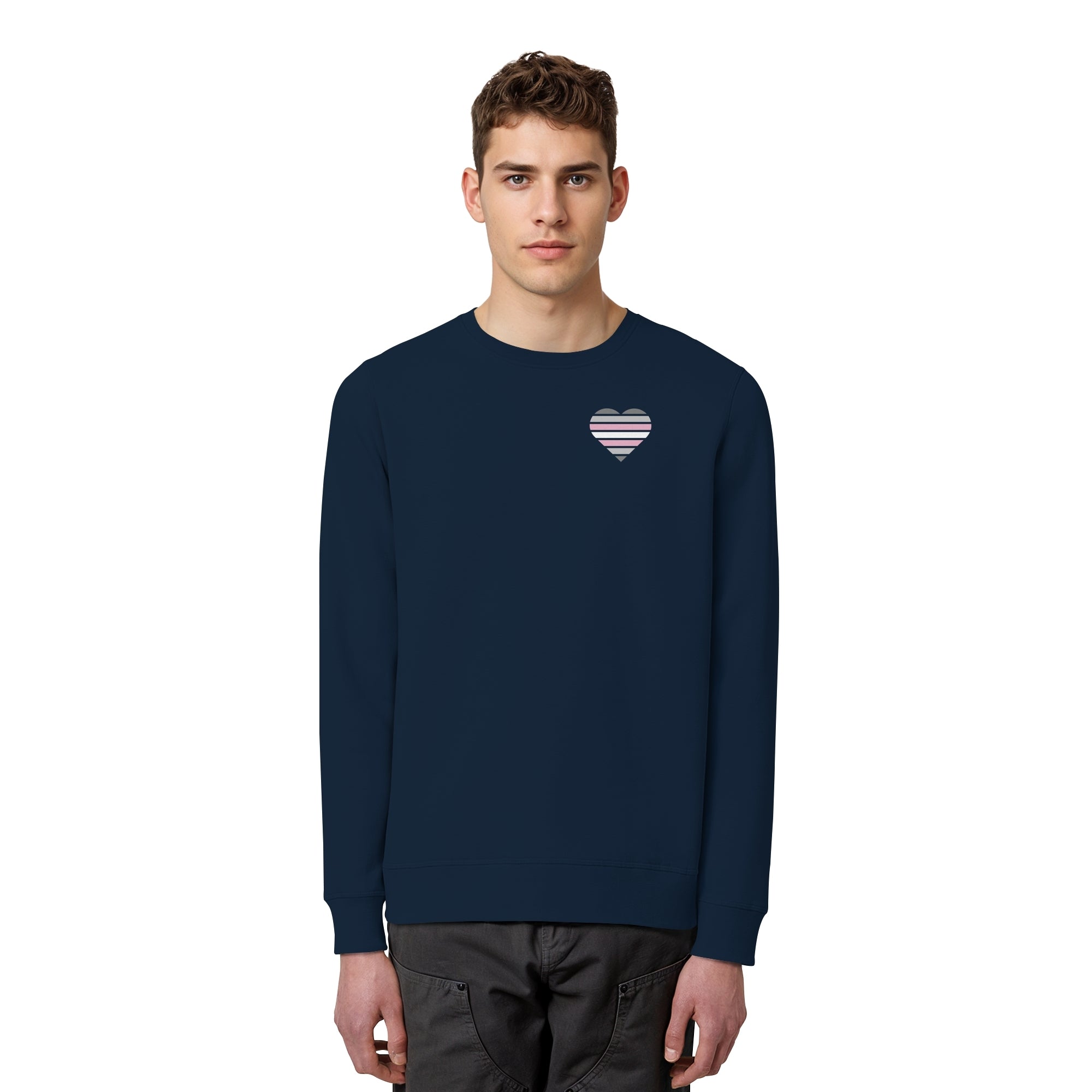 Organic Basic Sweatshirt - Demigirl Flag Herz Print