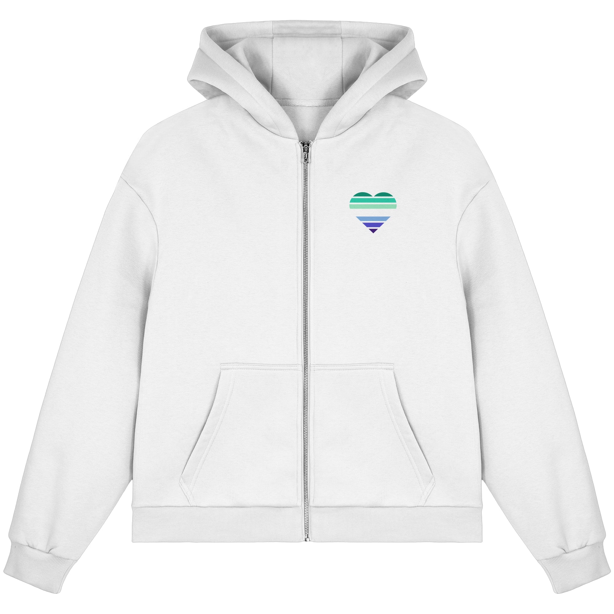 Fluffy Boxcut Zipper - Gay Flag Herz Print