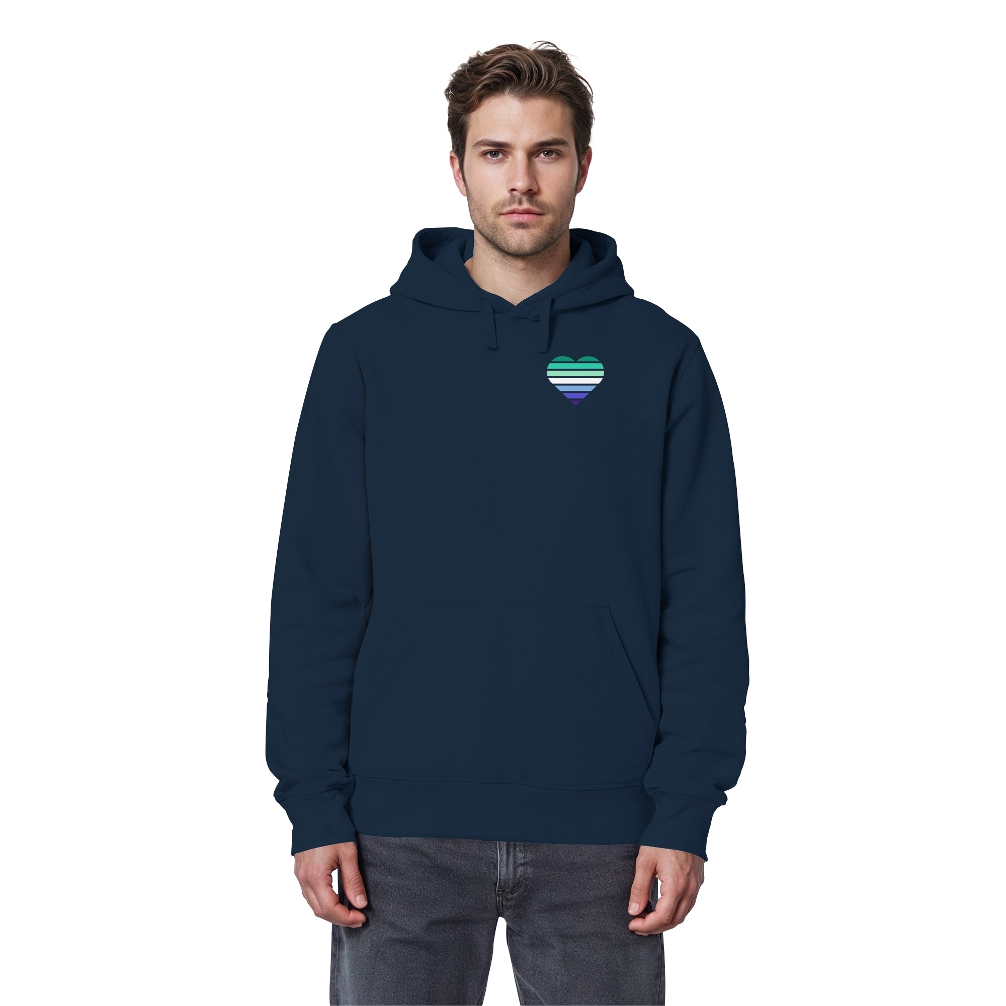 Organic Basic Hoodie - Gay Flag Herz Print