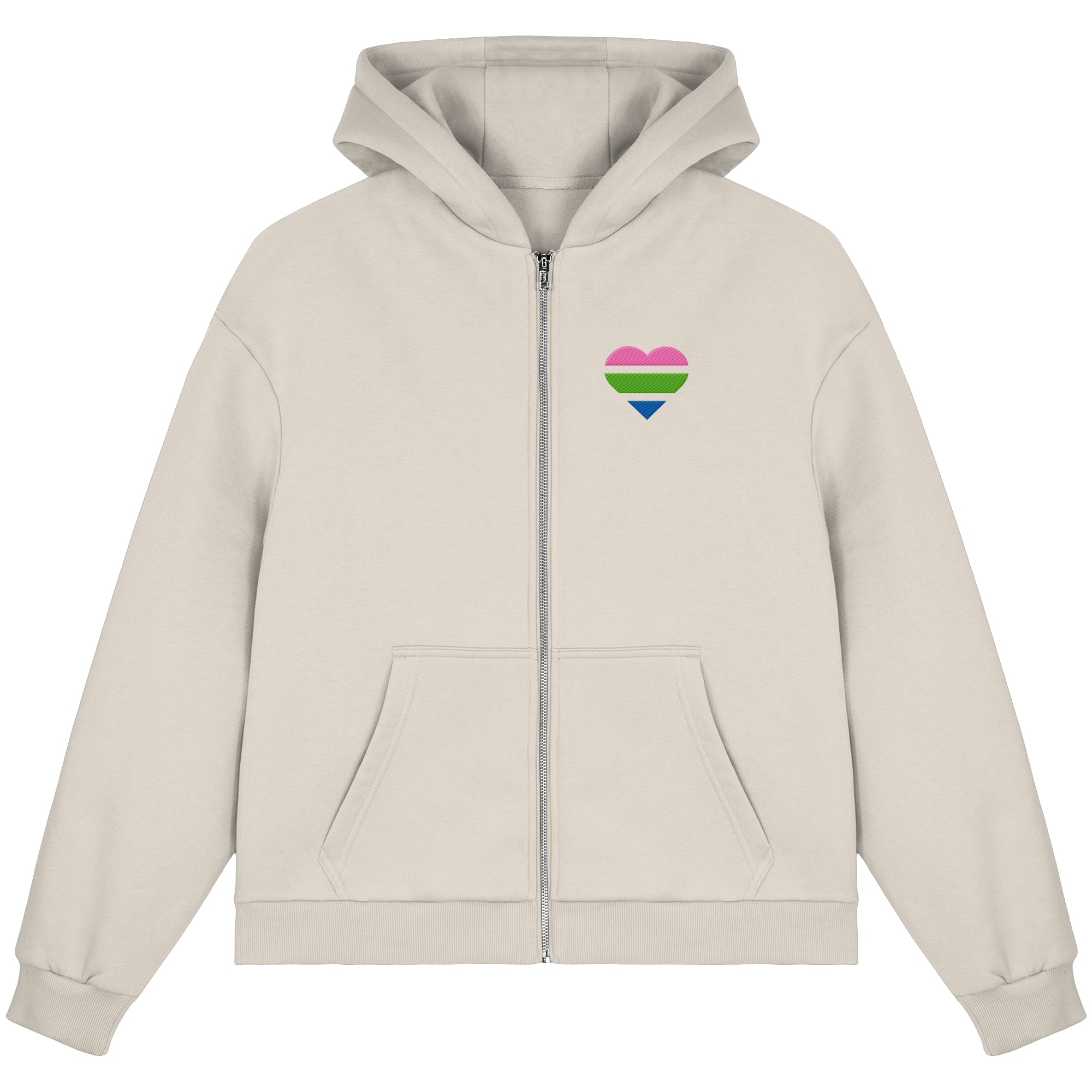 Fluffy Boxcut Zipper - Polysexual Flag Herz Stick