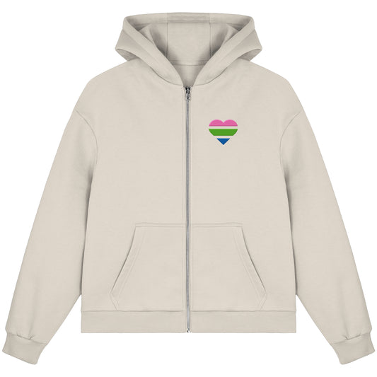 Fluffy Boxcut Zipper - Polysexual Flag Herz Stick