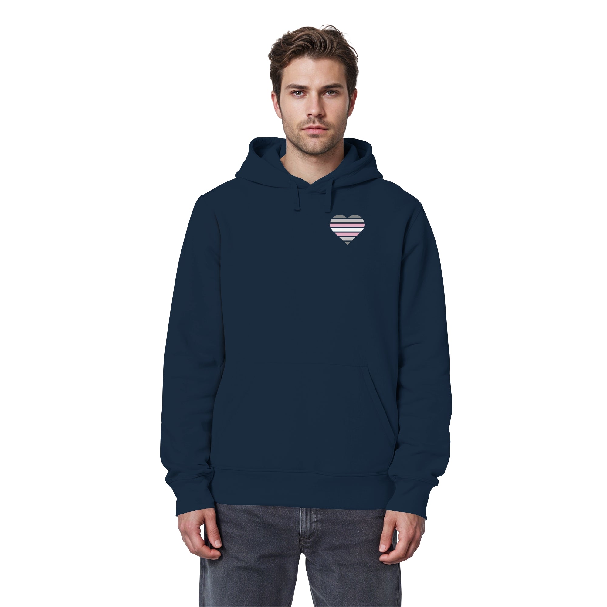 Organic Basic Hoodie - Demigirl Flag Herz Print