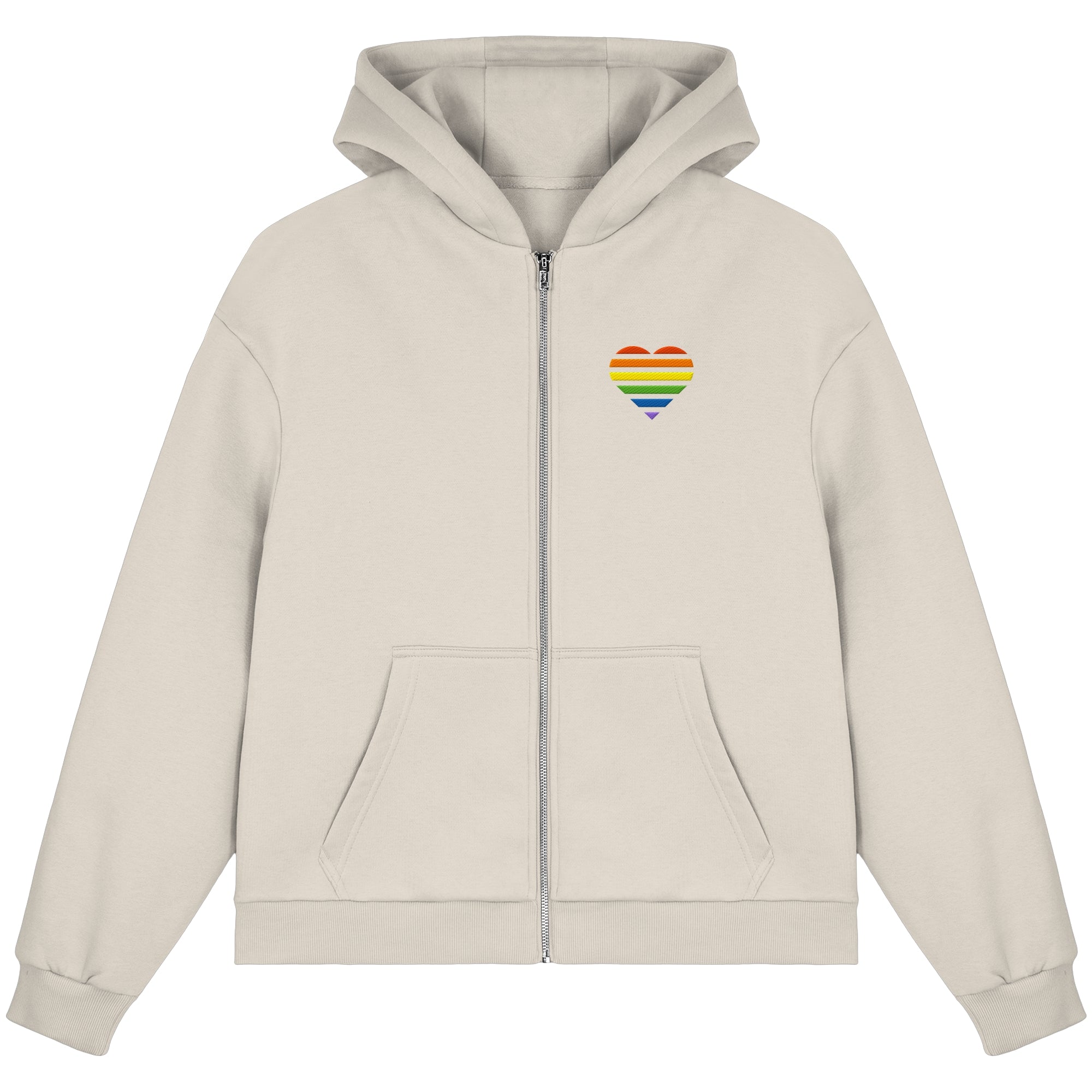 Fluffy Boxcut Zipper - Pride Flag Herz Stick