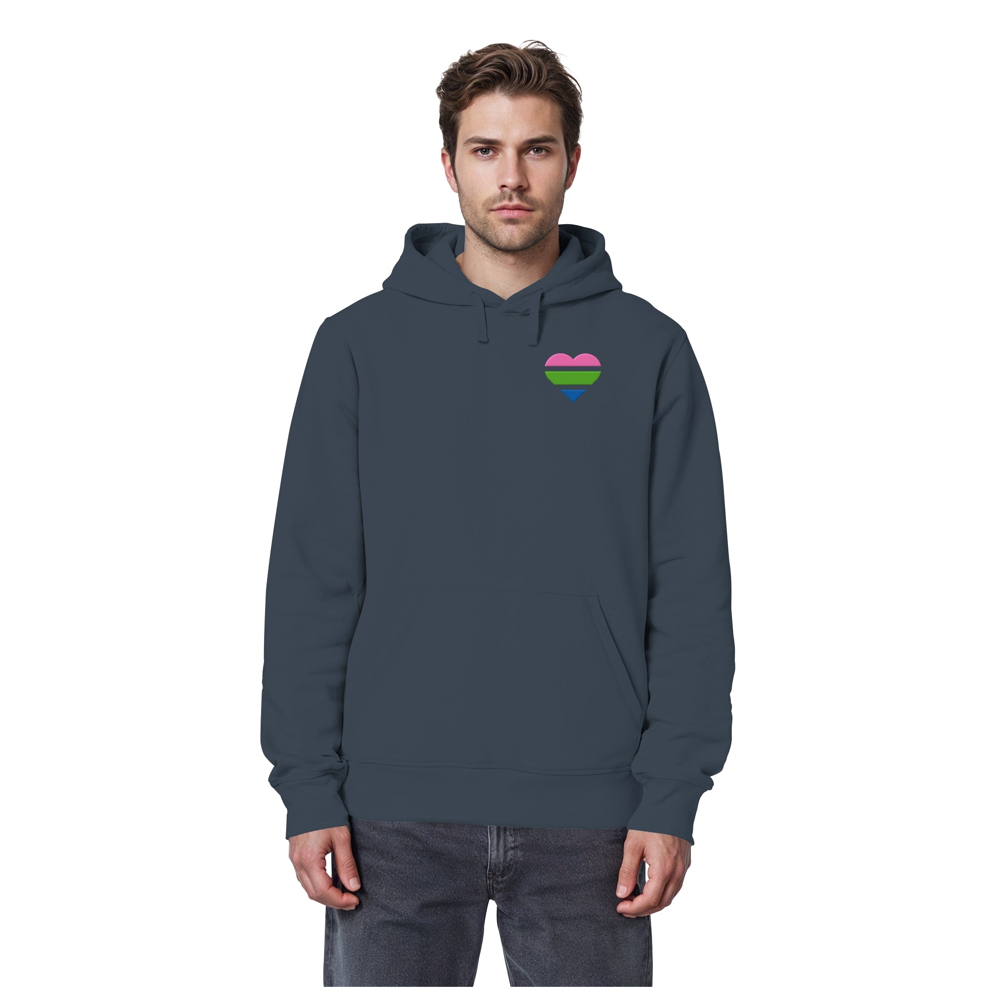 Organic Basic Hoodie - Polysexual Flag Herz Stick