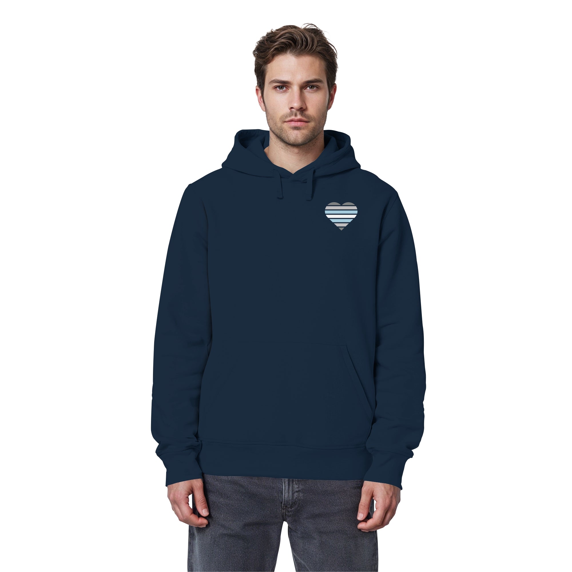Organic Basic Hoodie - Demiboy Flag Herz Print