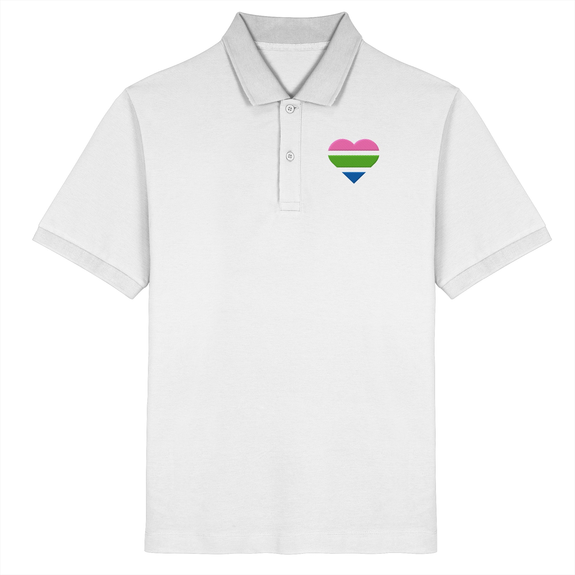 Organic Poloshirt - Polysexual Flag Herz Stick