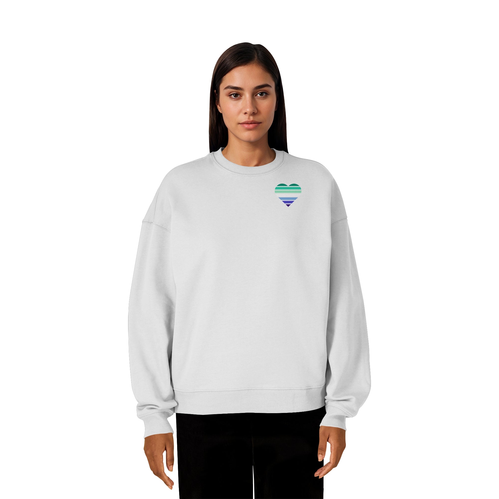 Organic Oversize Sweatshirt - Gay Flag Herz Print