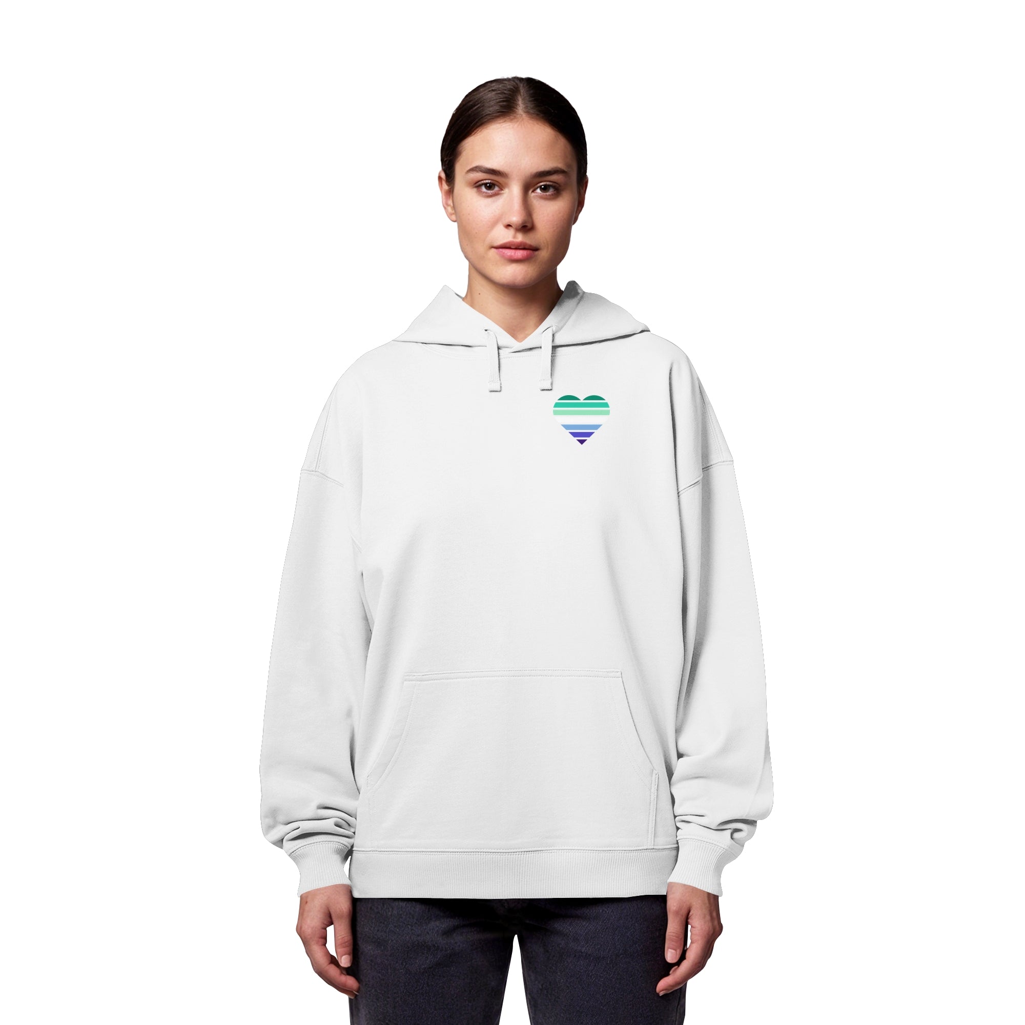 Organic Oversize Hoodie - Gay Flag Herz Print