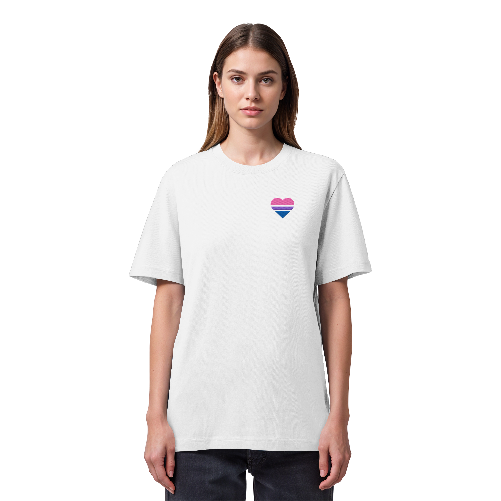 Organic Heavy Shirt - Bisexual Flag Herz Stick
