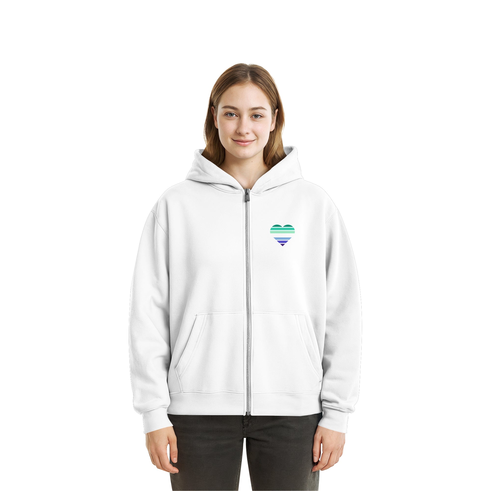 Fluffy Boxcut Zipper - Gay Flag Herz Print