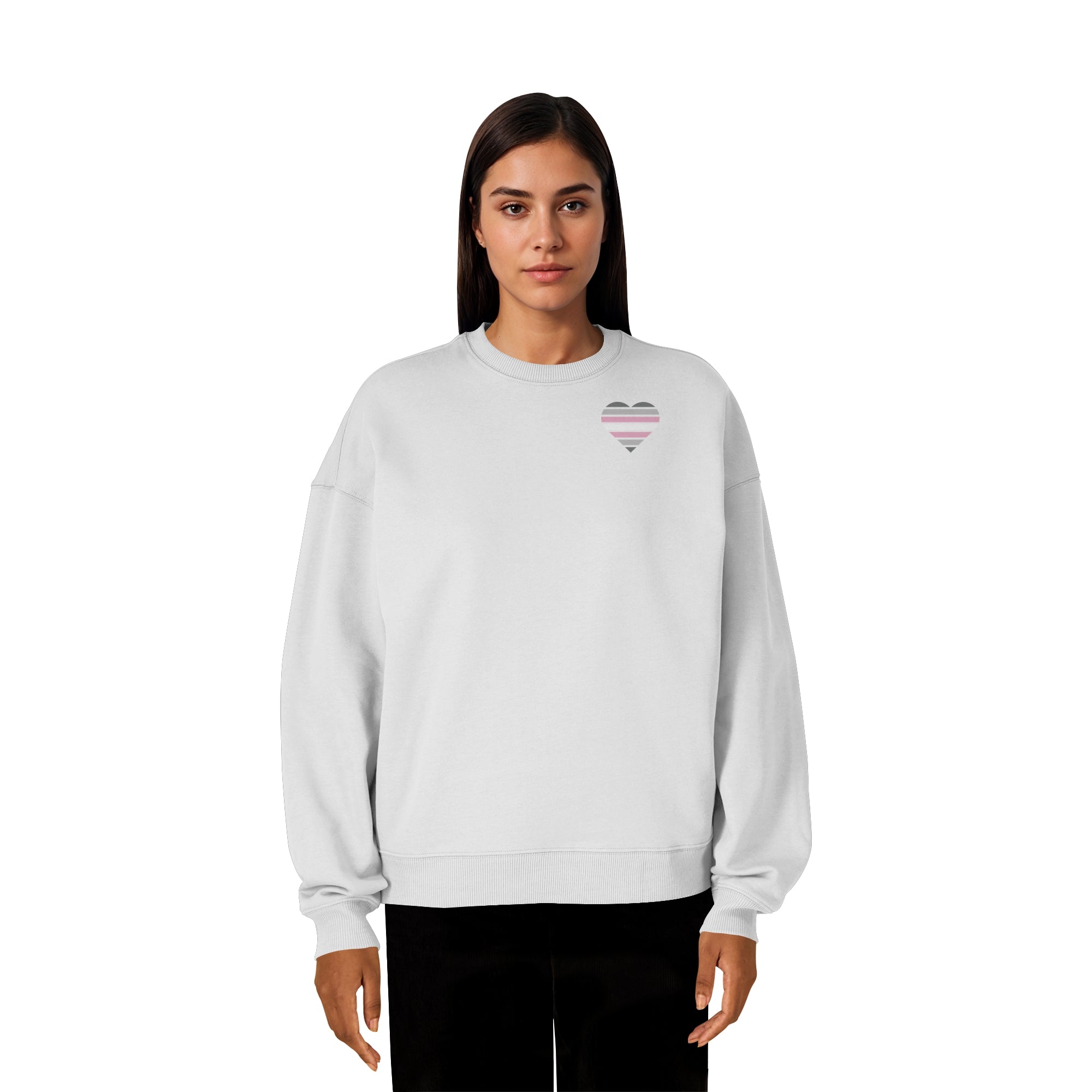 Organic Oversize Sweatshirt - Demigirl Flag Herz Print