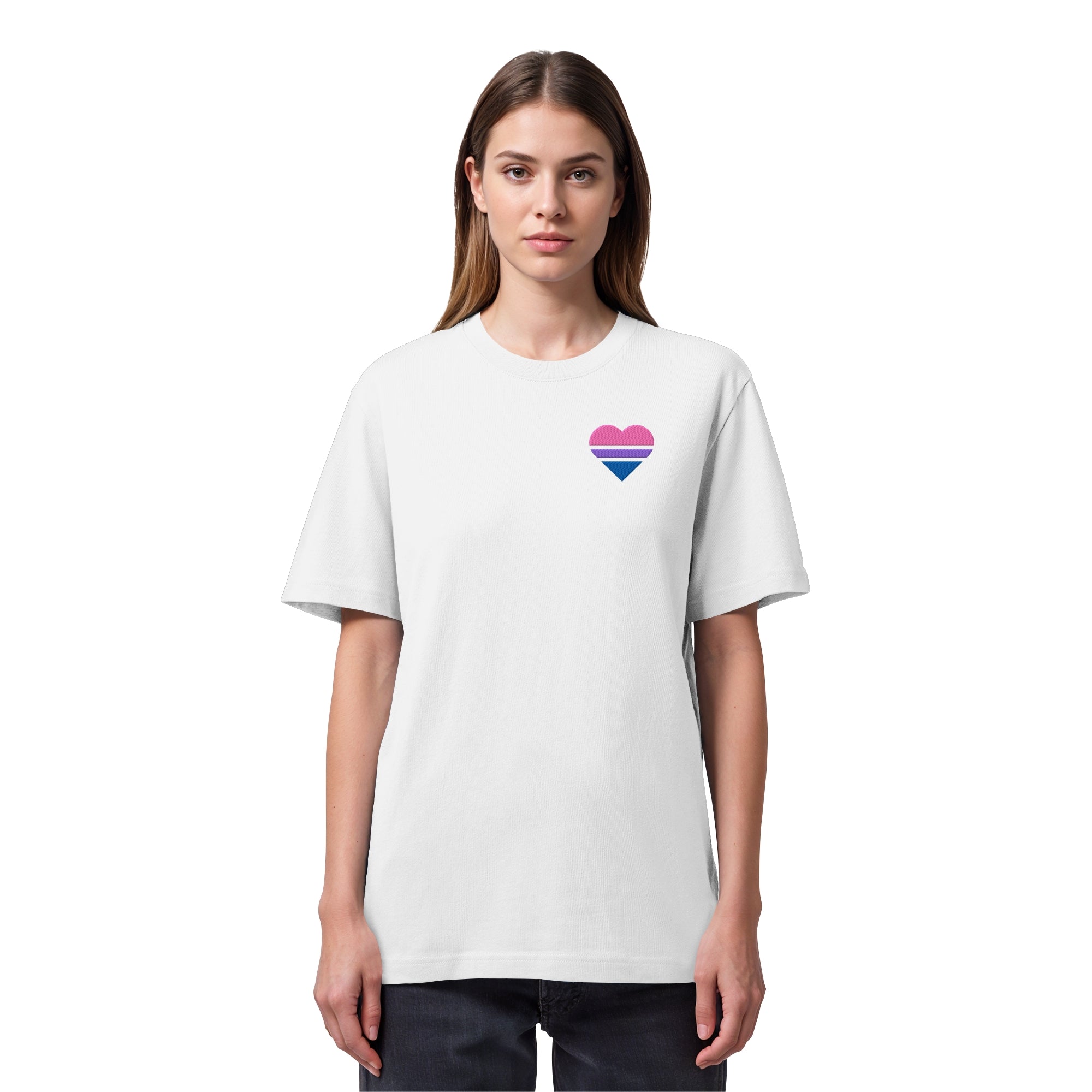 Organic Heavy Shirt - Bisexual Flag Herz Stick