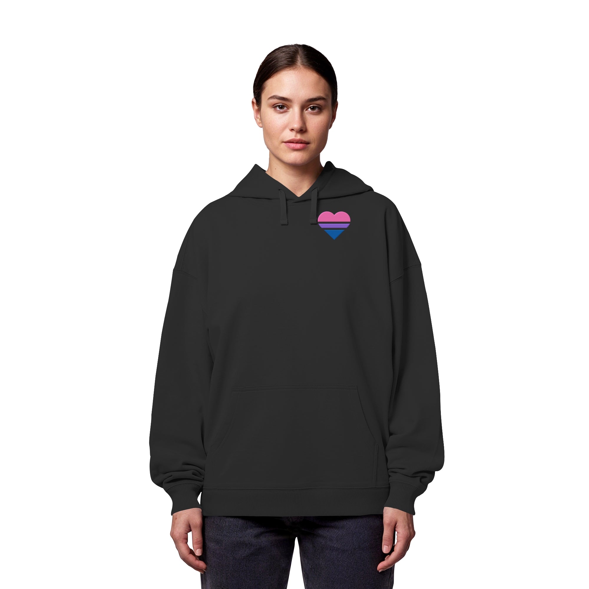 Organic Oversize Hoodie - Bisexual Flag Herz Stick