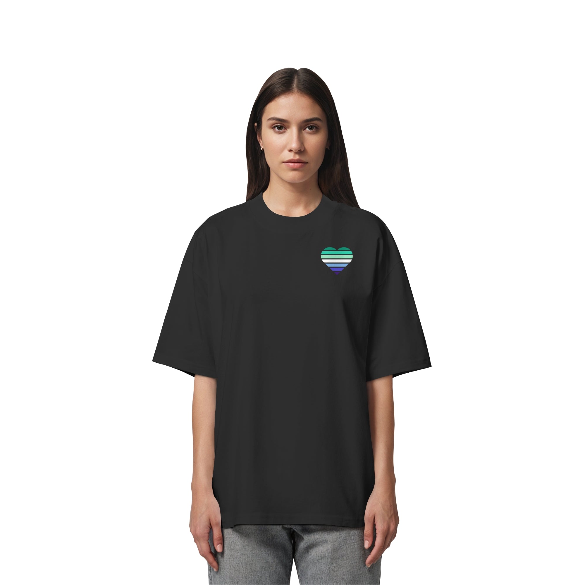 Organic Oversize Shirt - Gay Flag Herz Print