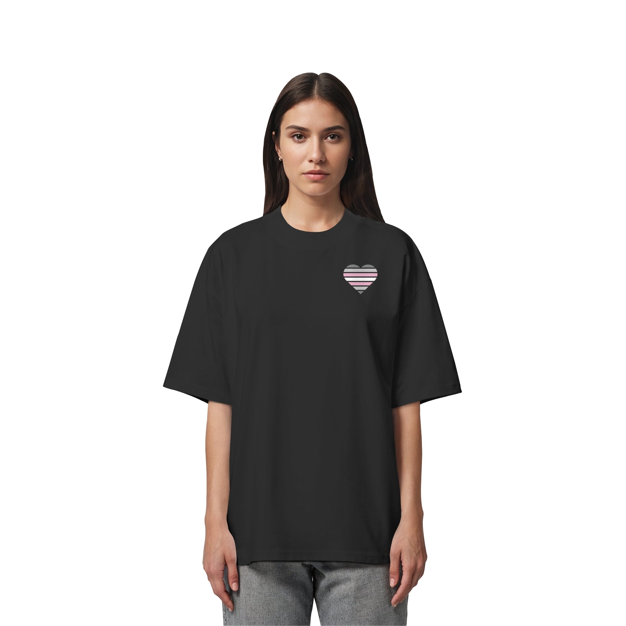 Organic Oversize Shirt - Demigirl Flag Herz Print