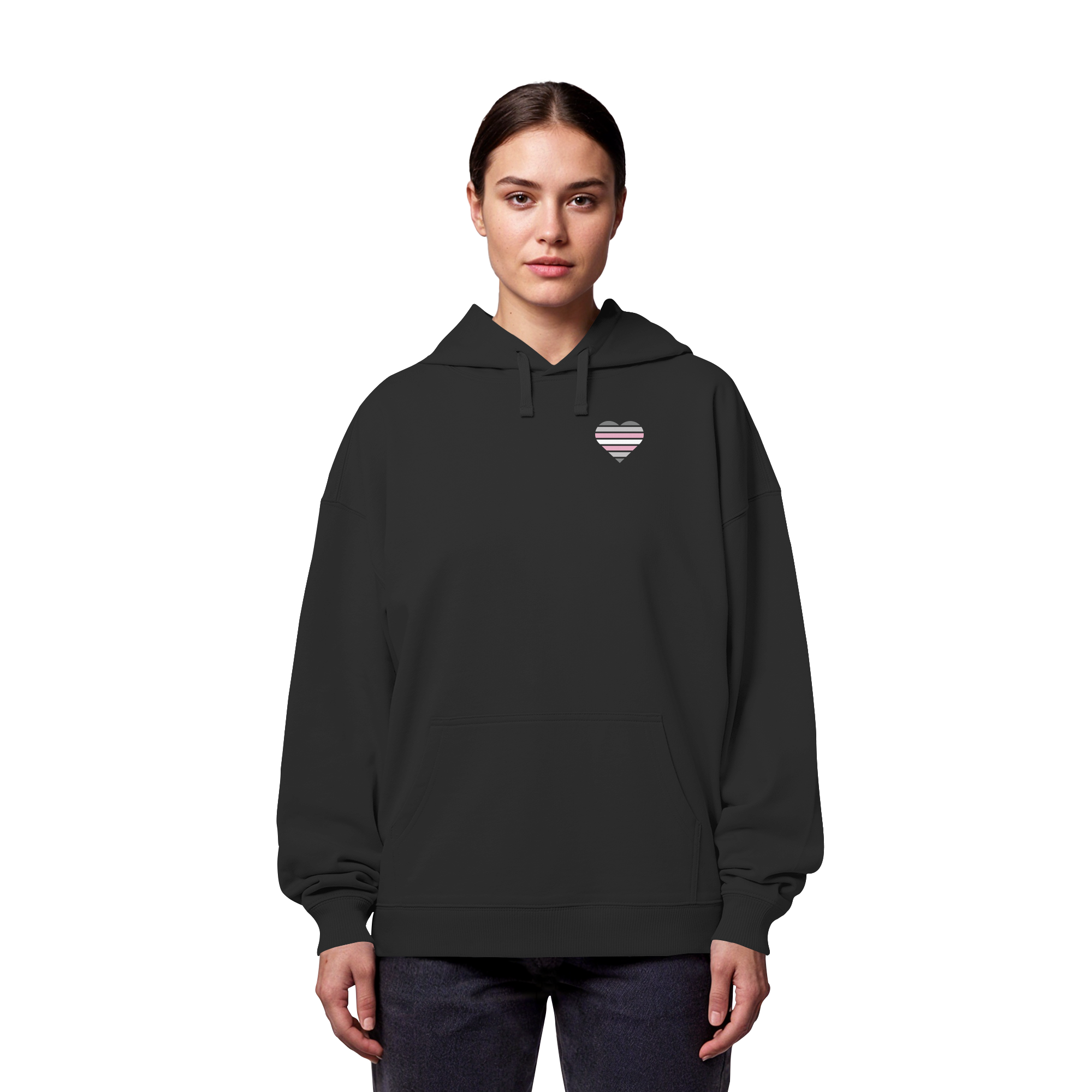 Organic Oversize Hoodie - Demigirl Flag Herz Print