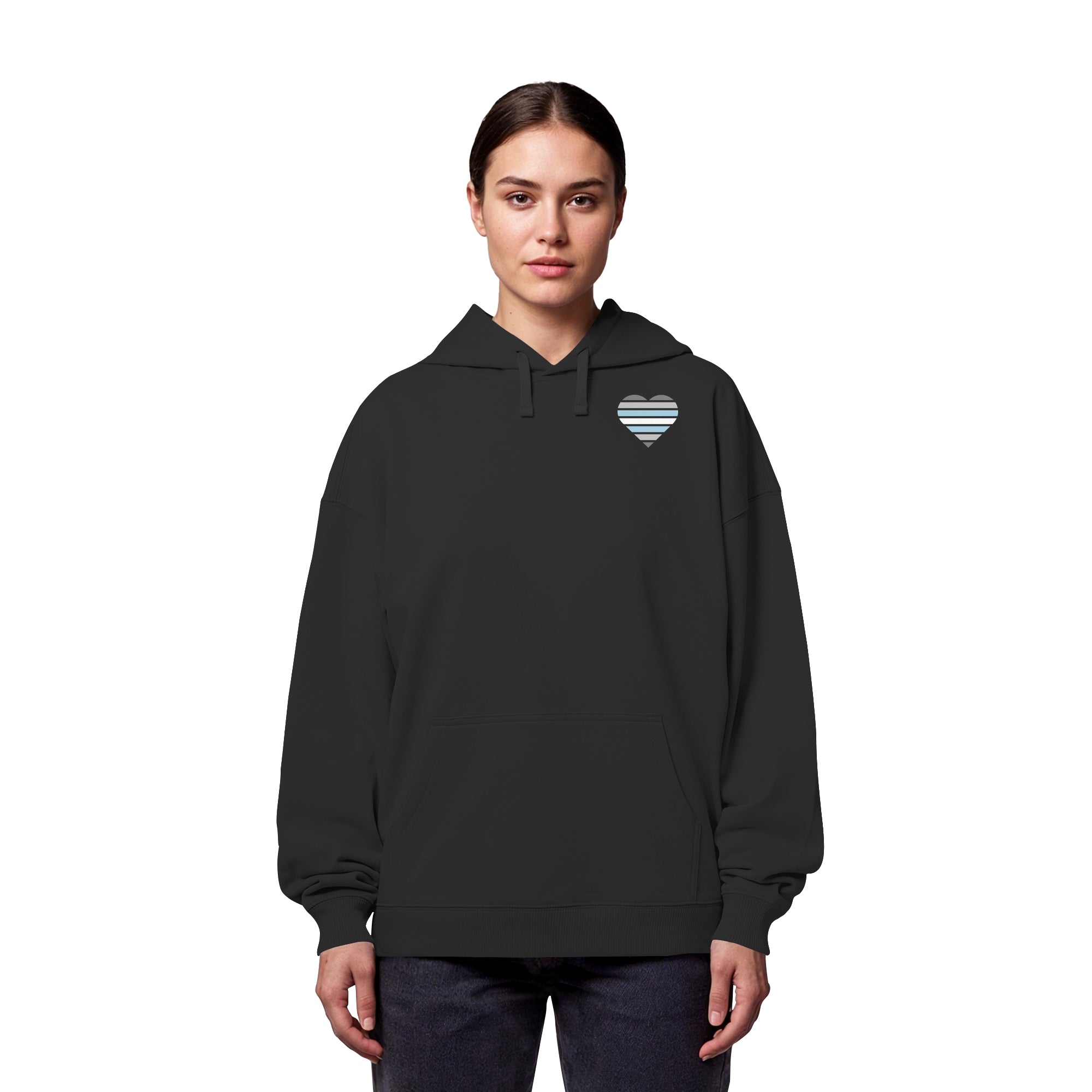 Organic Oversize Hoodie - Demiboy Flag Herz Print