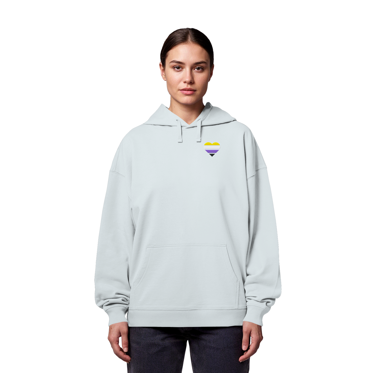 Organic Oversize Hoodie mit Herz Stick - Nonbinary