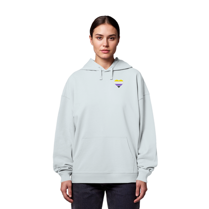 Organic Oversize Hoodie mit Herz Stick - Nonbinary