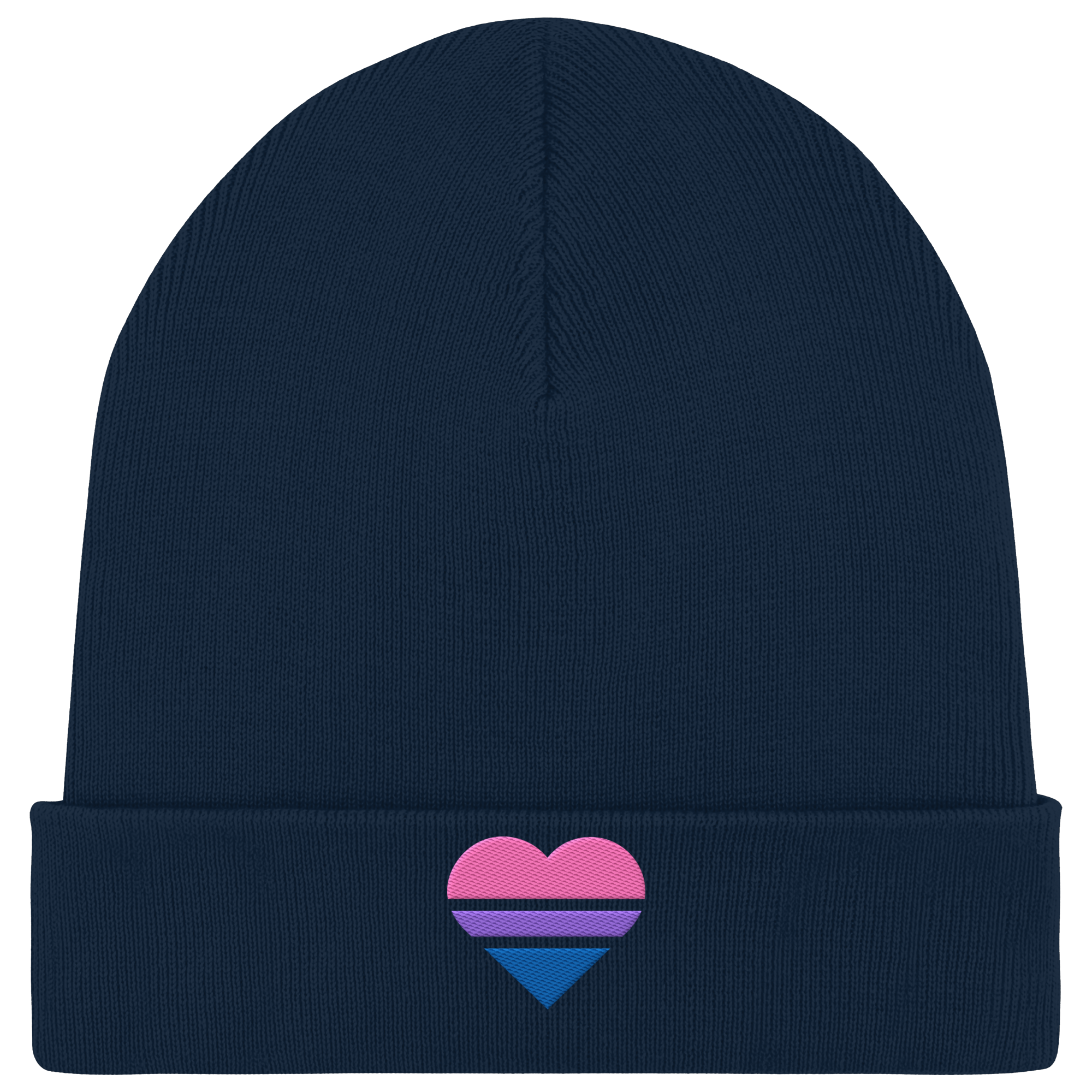 Organic Rib Beanie - Bisexual Flag Herz Stick