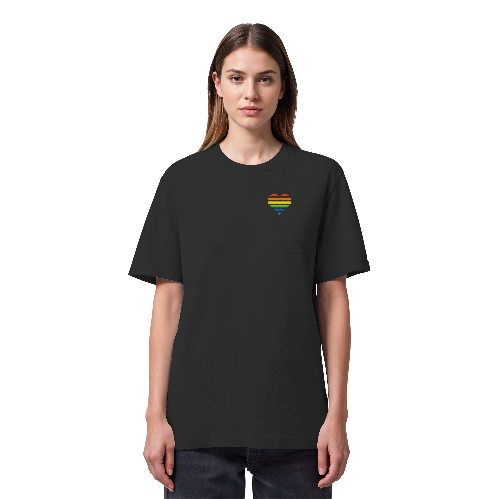 Organic Heavy Shirt - Pride Flag Herz Stick