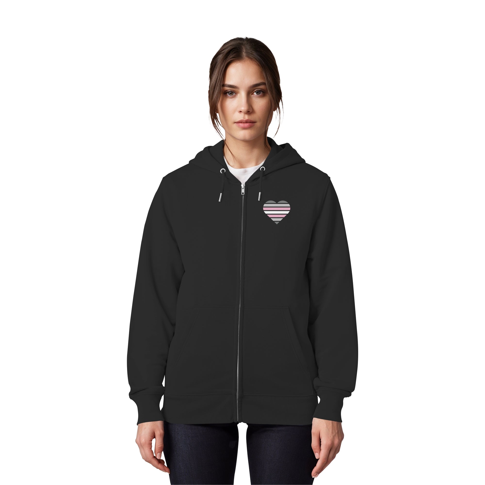 Organic Zipper - Demigirl Flag Herz Print