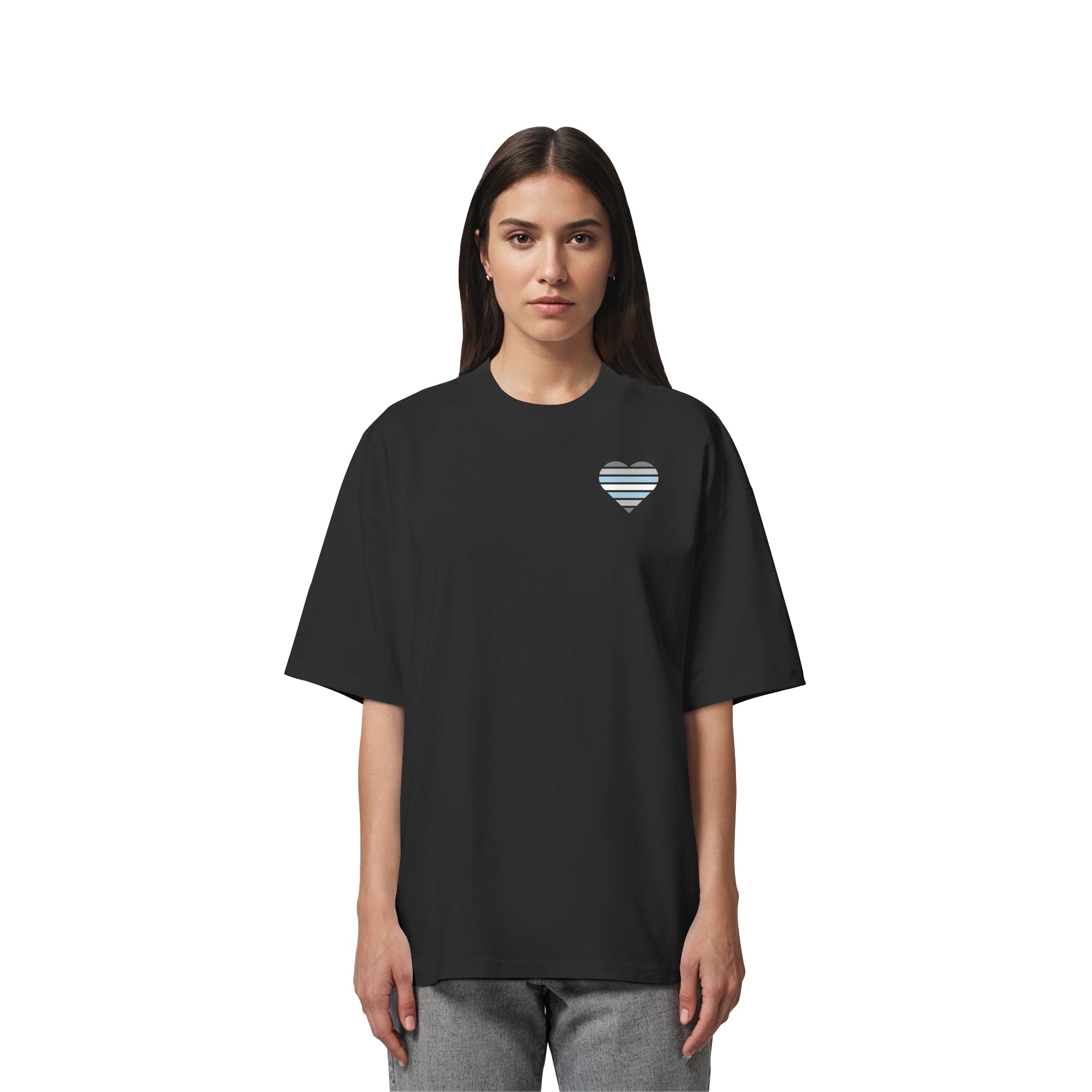 Organic Oversize Shirt - Demiboy Flag Herz Print