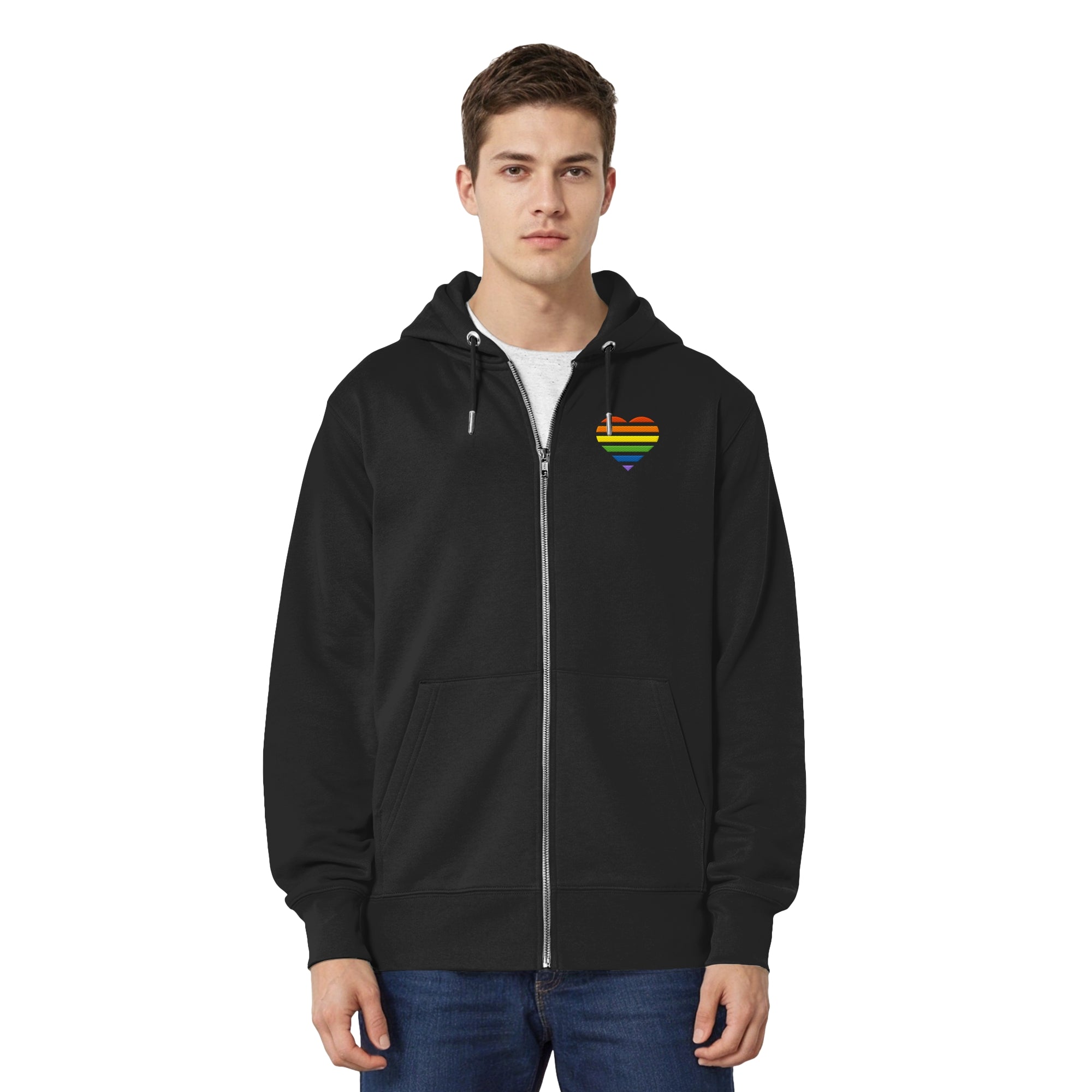 Organic Relaxed Zipper - Pride Flag Herz Stick