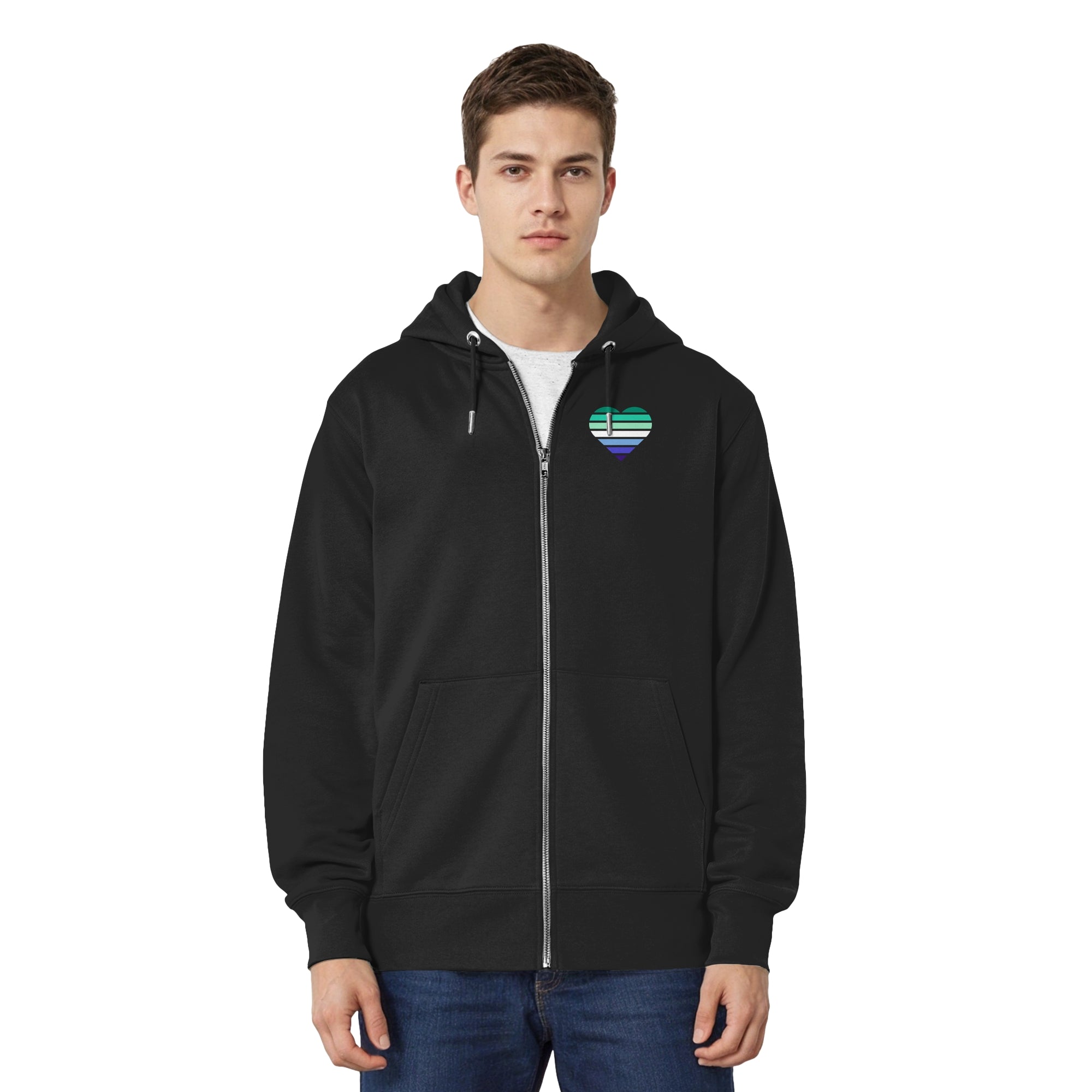 Organic Relaxed Zipper - Gay Flag Herz Print