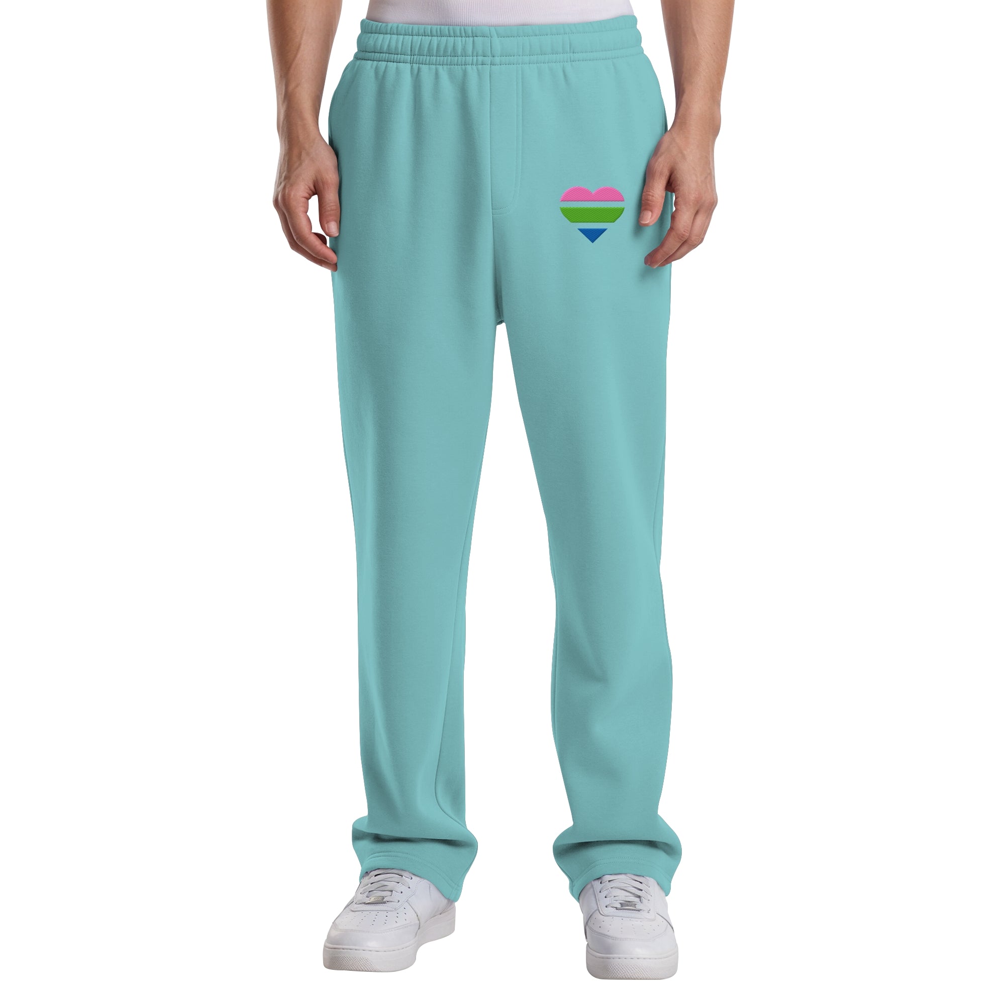 Fluffy Track Sweatpants - Polysexual Flag Herz Stick