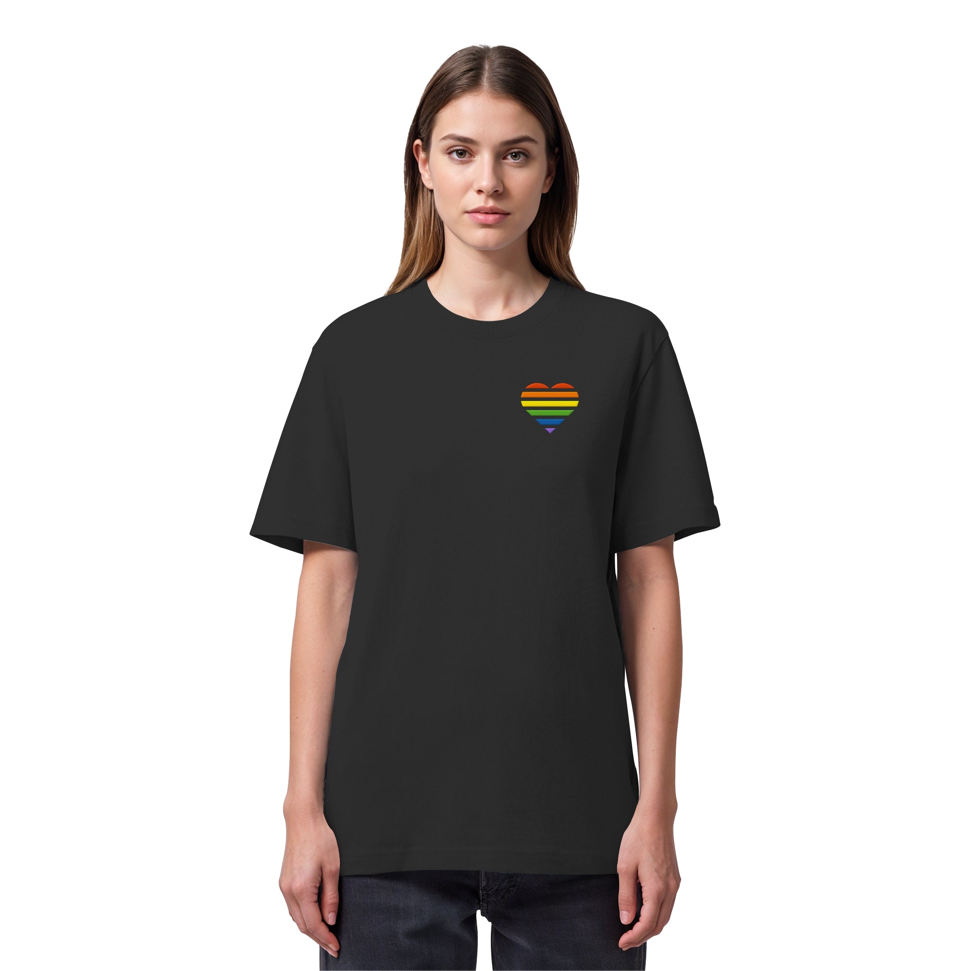 Organic Heavy Shirt - Pride Flag Herz Stick