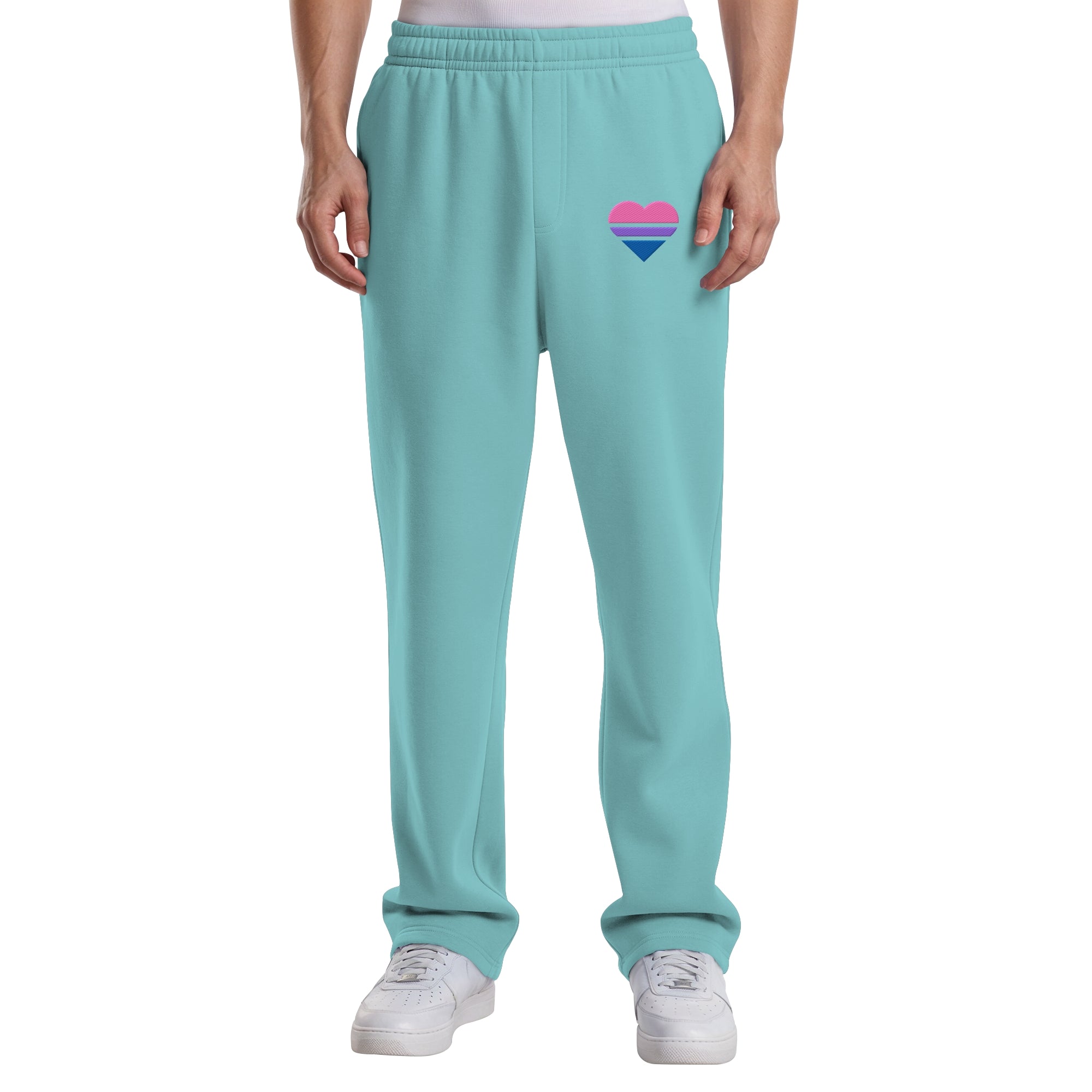 Fluffy Track Sweatpants - Bisexual Flag Herz Stick