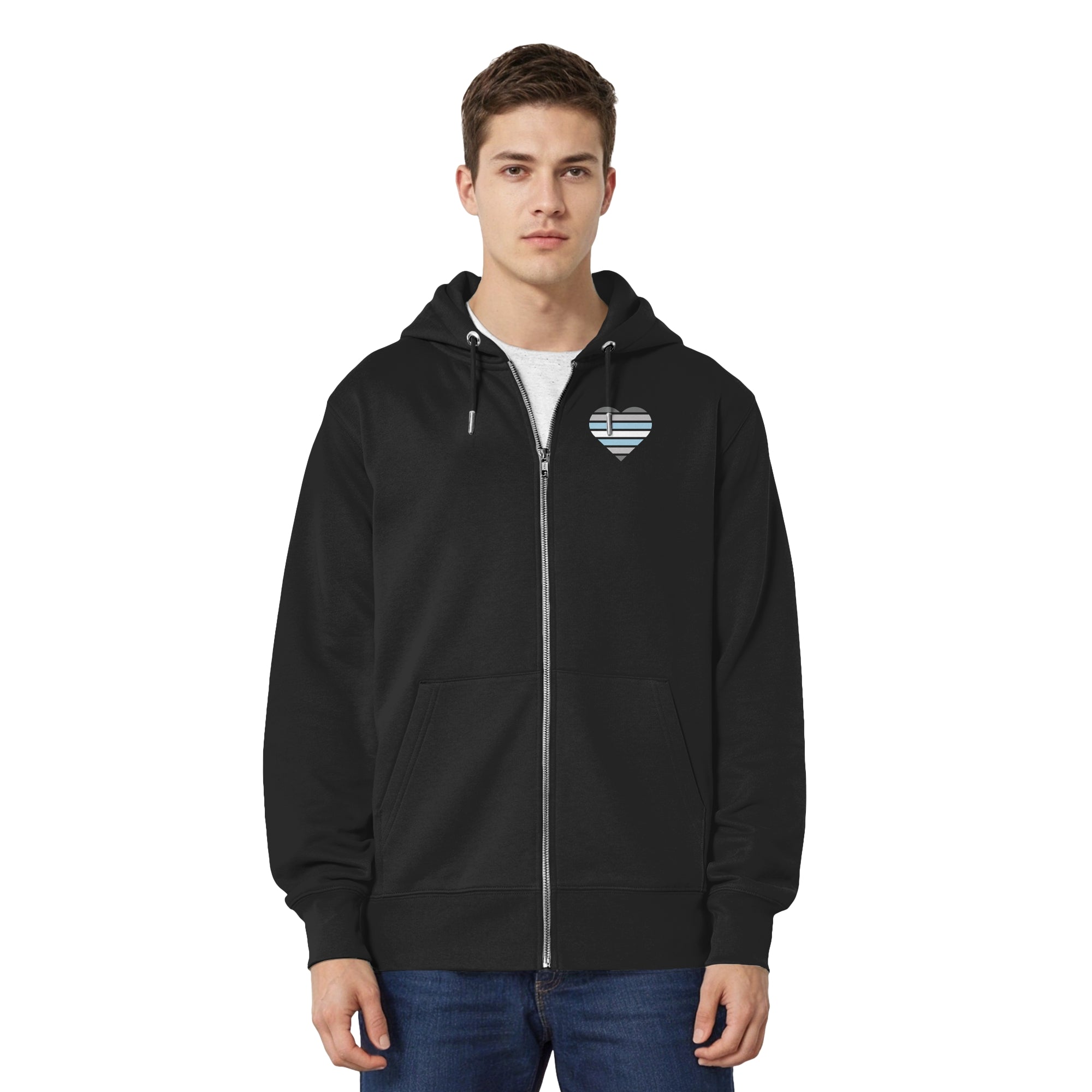 Organic Relaxed Zipper - Demiboy Flag Herz Print