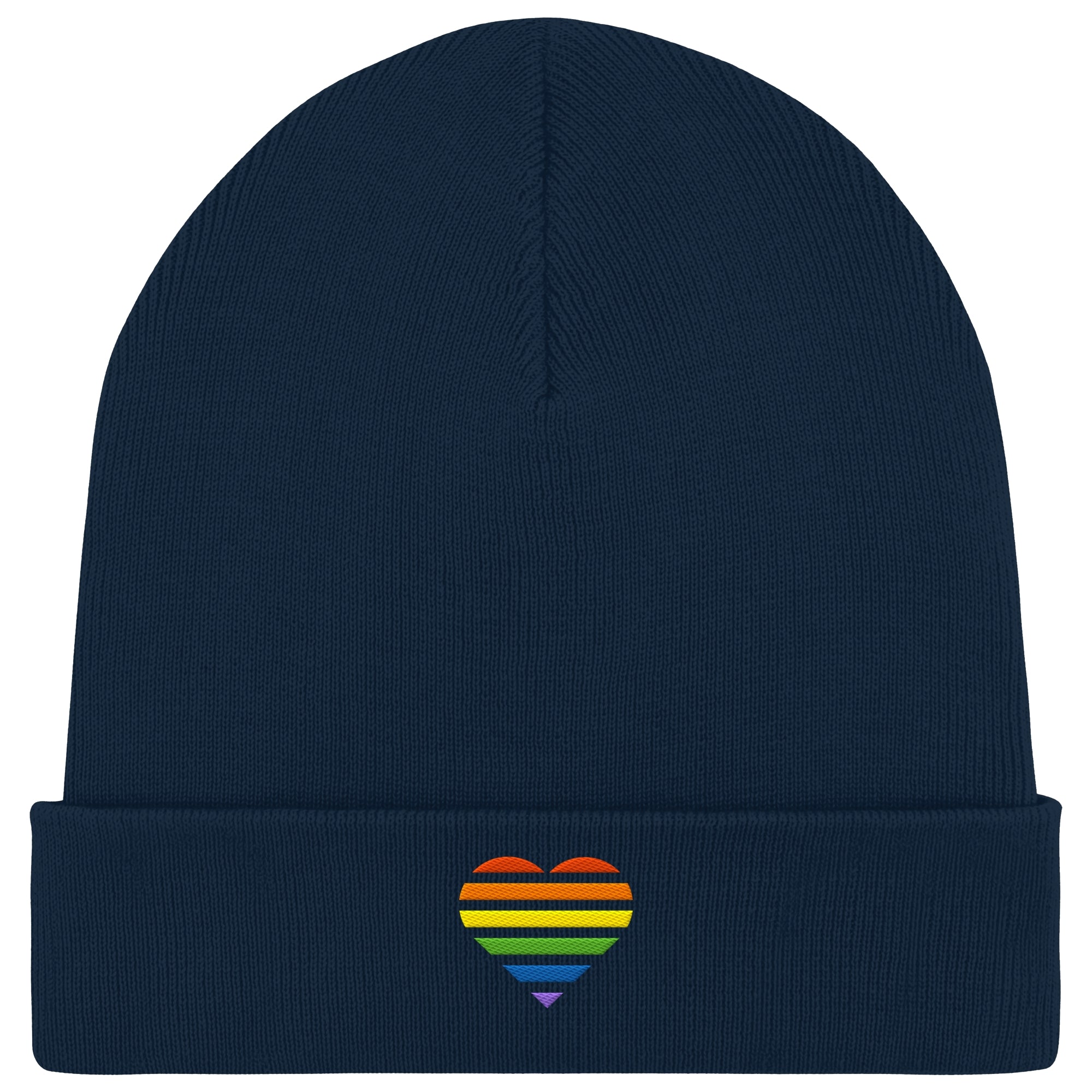 Organic Rib Beanie - Pride Flag Herz Stick