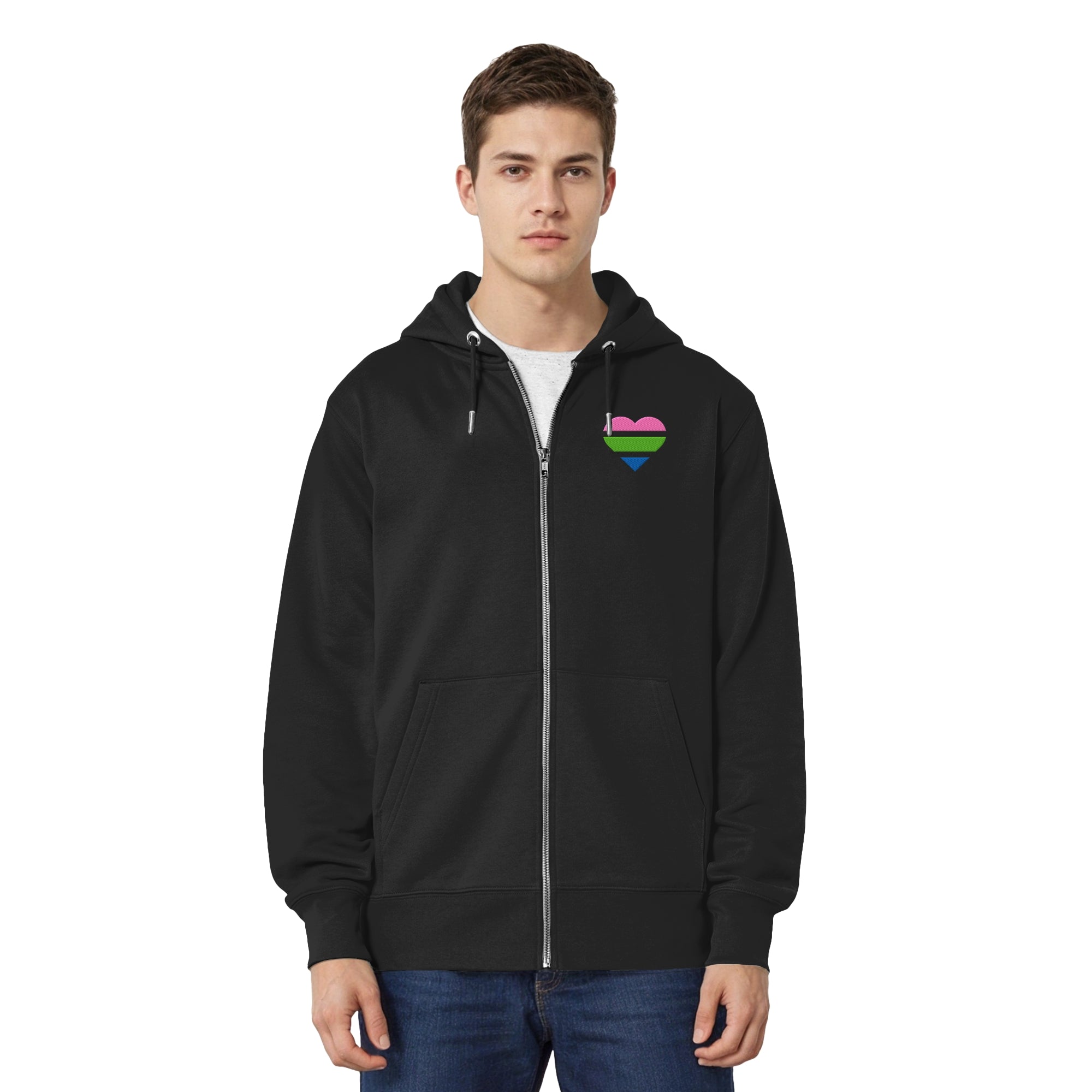 Organic Relaxed Zipper - Polysexual Flag Herz Stick