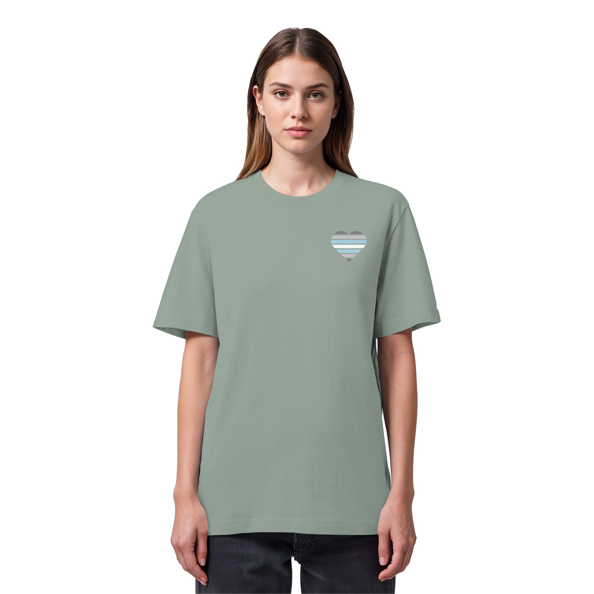 Organic Heavy Shirt - Demiboy Flag Herz Print