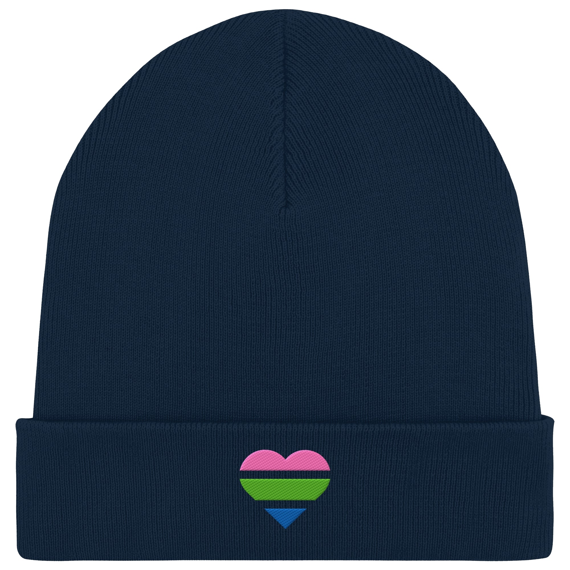 Organic Rib Beanie - Polysexual Flag Herz Stick