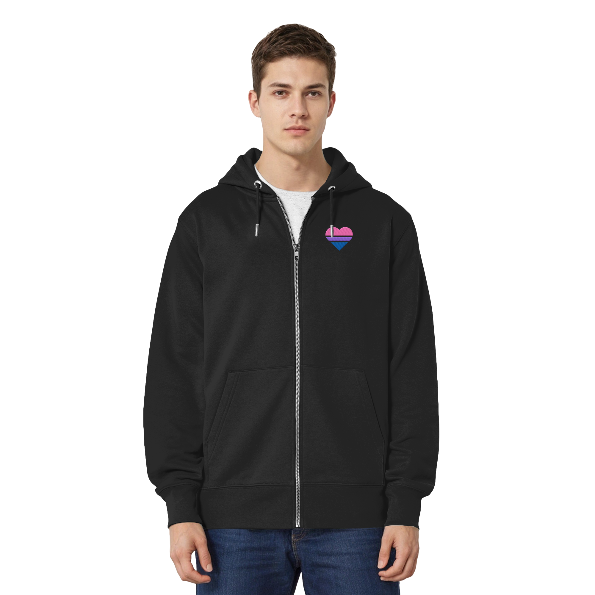 Organic Relaxed Zipper - Bisexual Flag Herz Stick