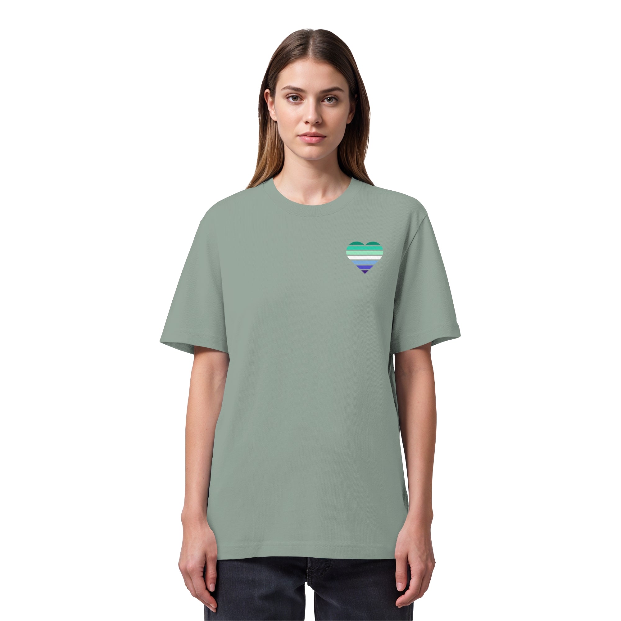 Organic Heavy Shirt - Gay Flag Herz Print