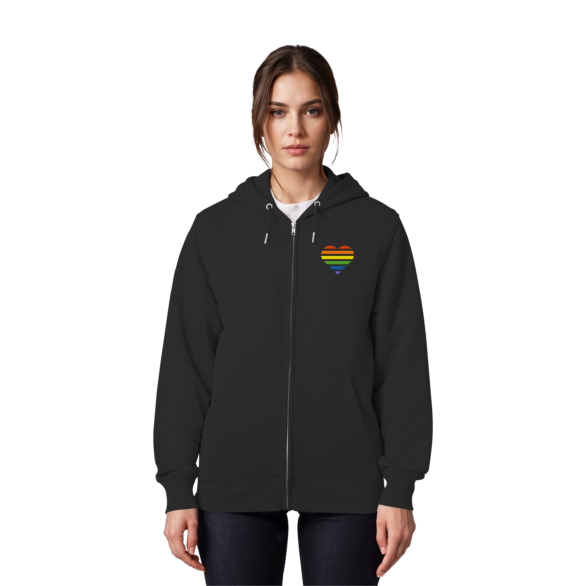 Organic Zipper - Pride Flag Herz Stick