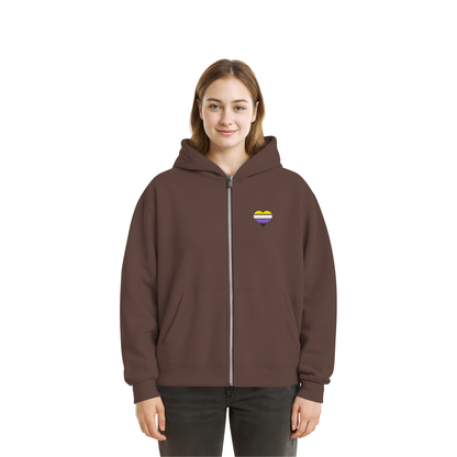 Fluffy Boxcut Zipper mit Herz Stick - Nonbinary