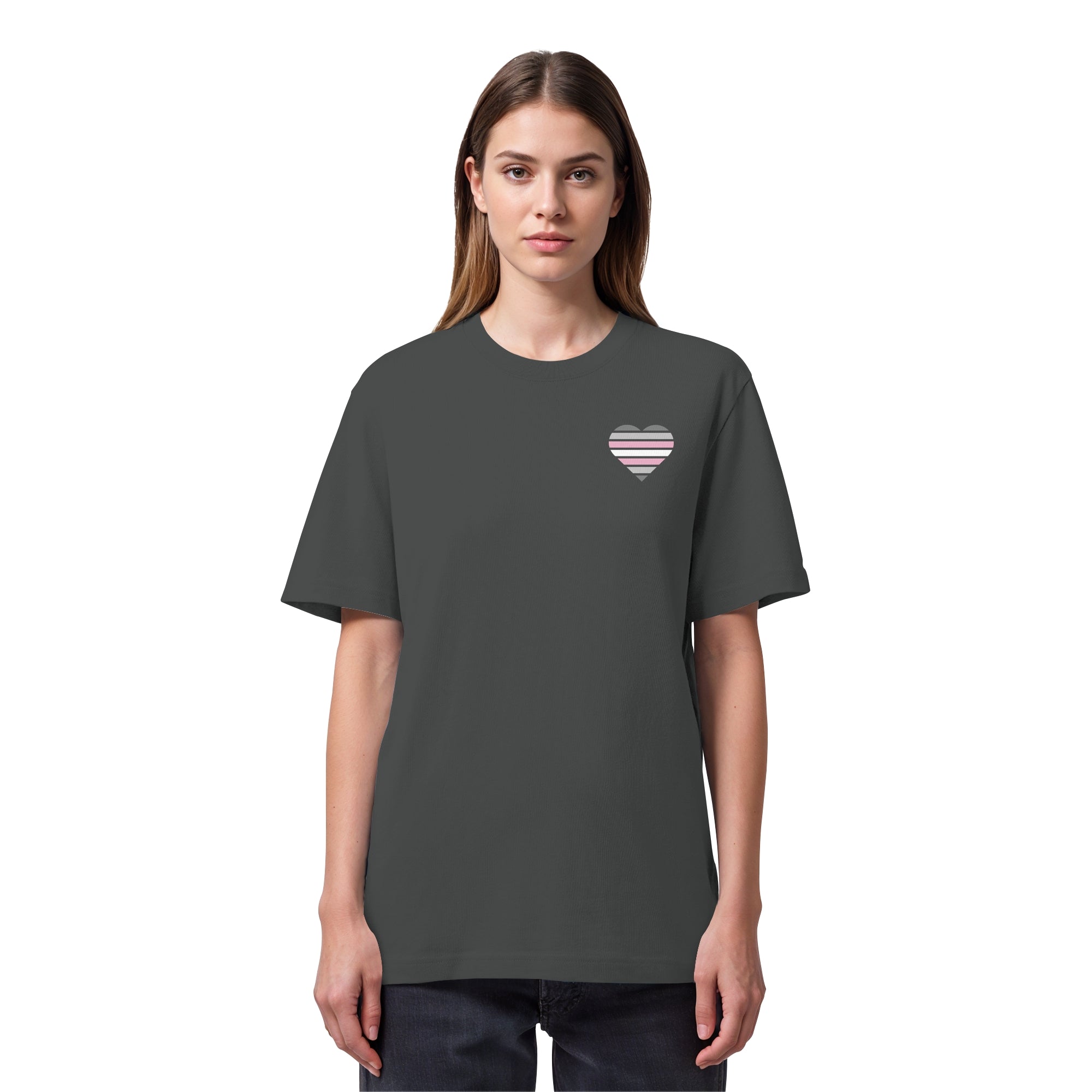 Organic Heavy Shirt - Demigirl Flag Herz Print