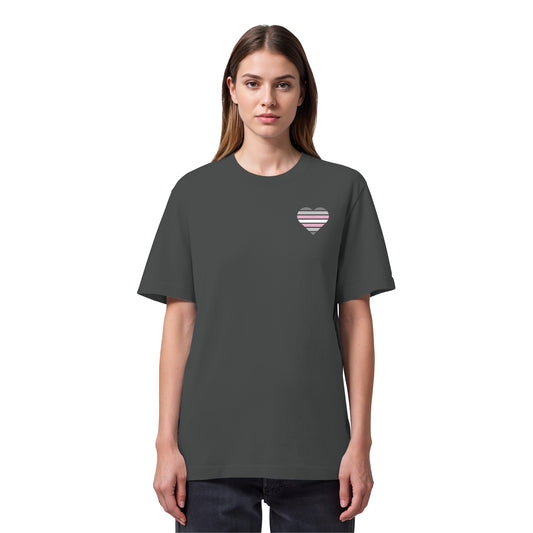 Organic Heavy Shirt - Demigirl Flag Herz Print