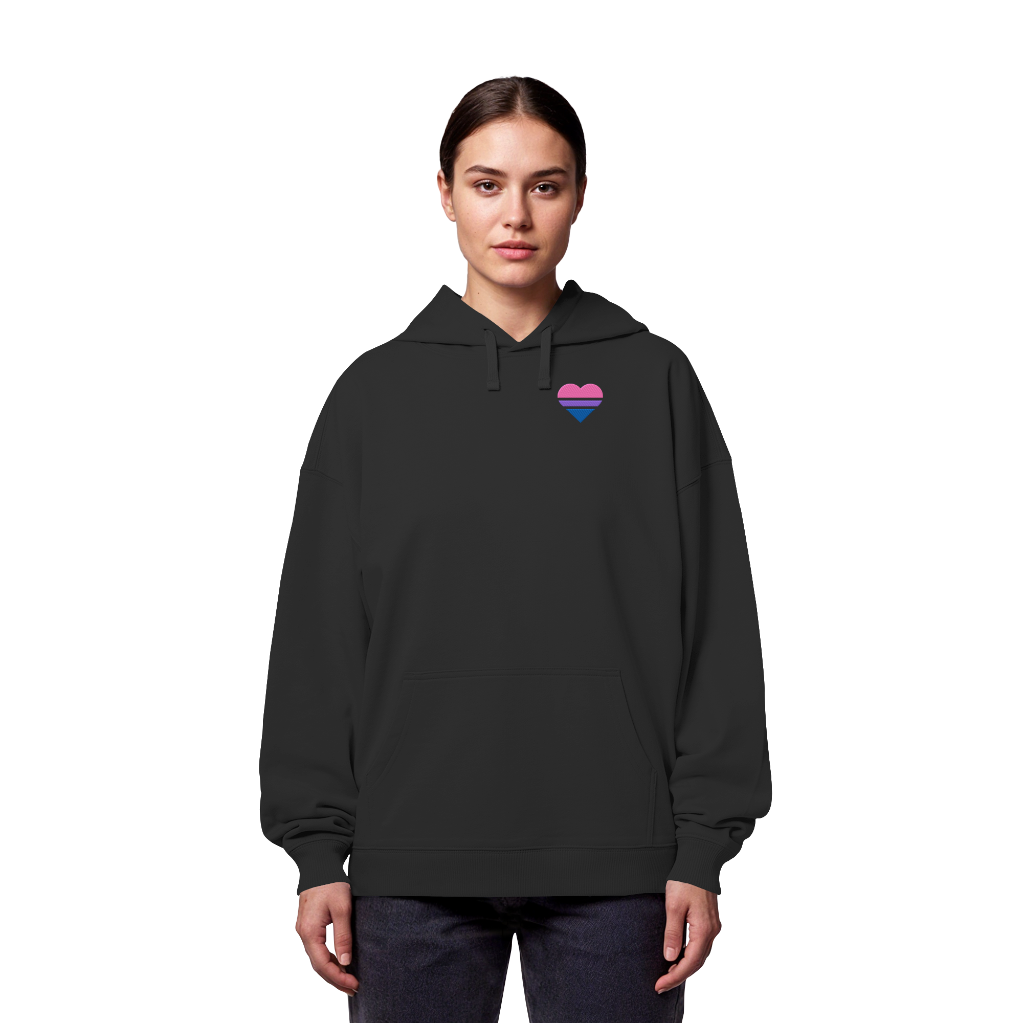 Organic Oversize Hoodie - Bisexual Flag Herz Stick