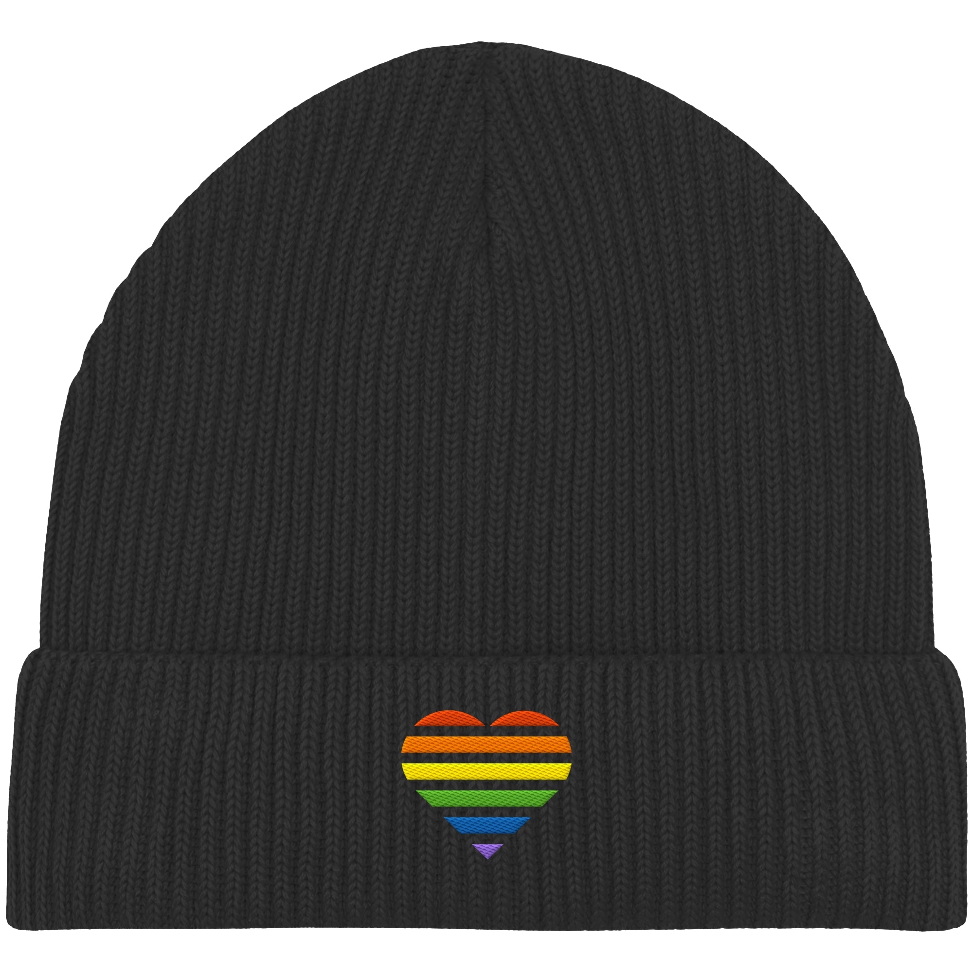 Organic Fisherman Beanie - Pride Flag Herz Stick